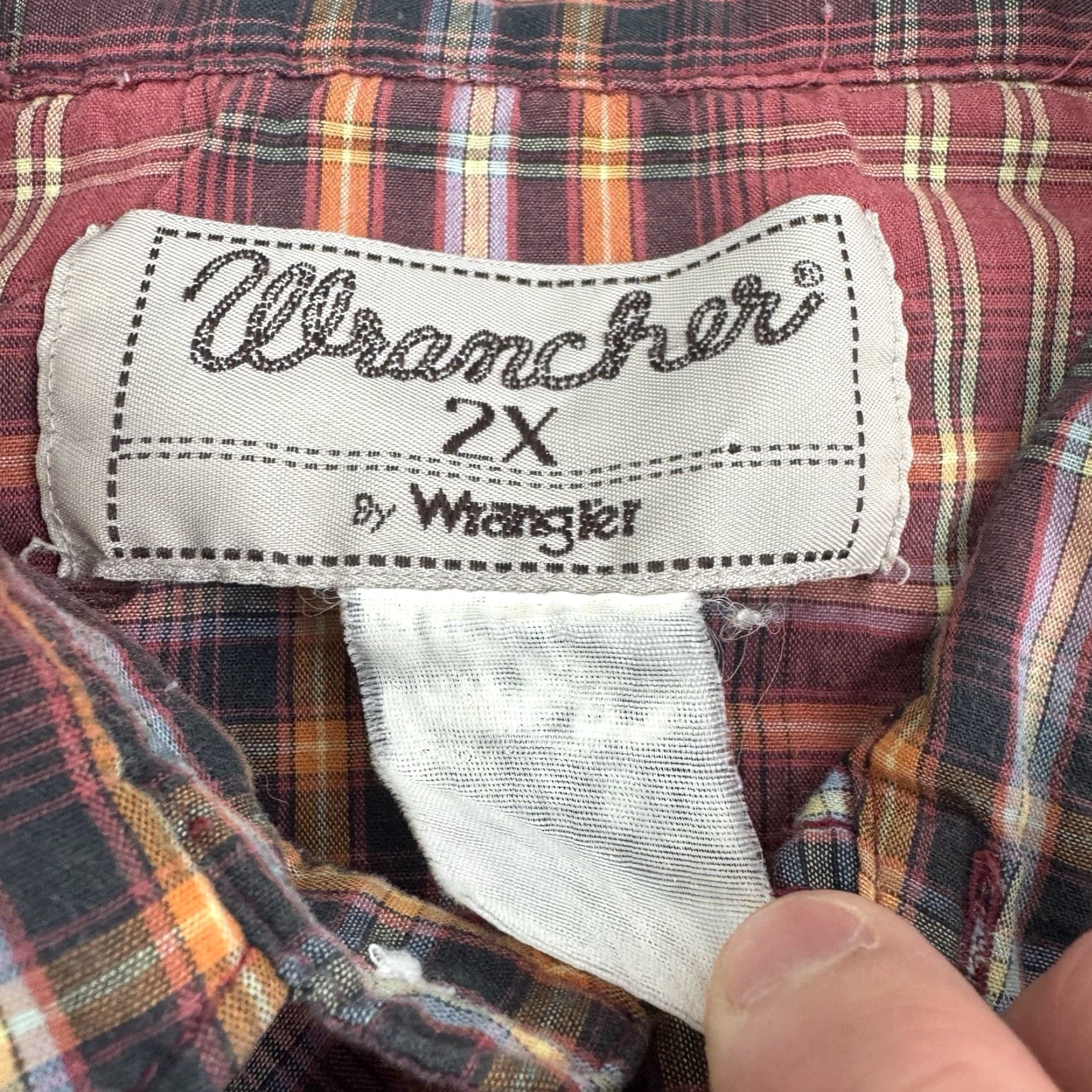 Wrangler VINTAGE Wrangler Wrancher Pearl Snap Shirt Adult 2XL Red Plaid Western Cowboy Mens Size US XXL / EU 58 / 5 - 7 Thumbnail