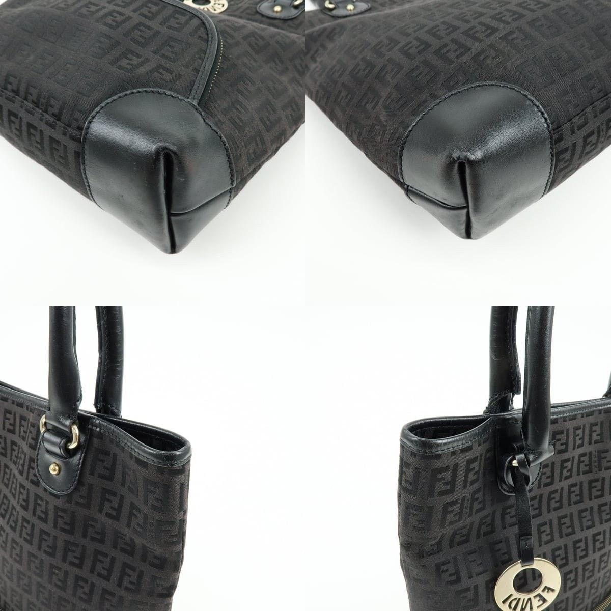 Fendi Fendi Zucchino & Leather Tote Black Size ONE SIZE - 5 Thumbnail