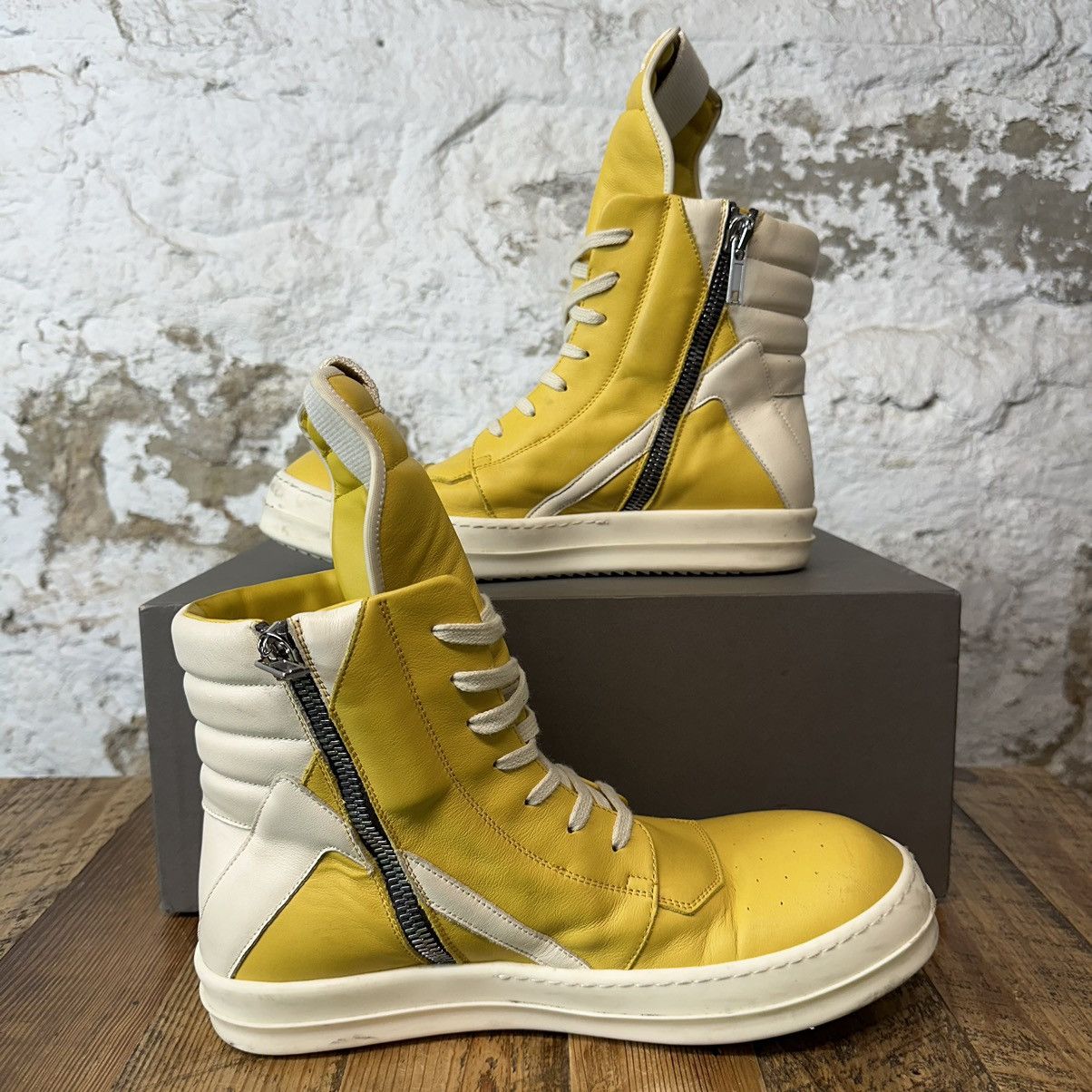 Rick Owens Rick Owens Geobasket Yellow Leather High Top Sneaker