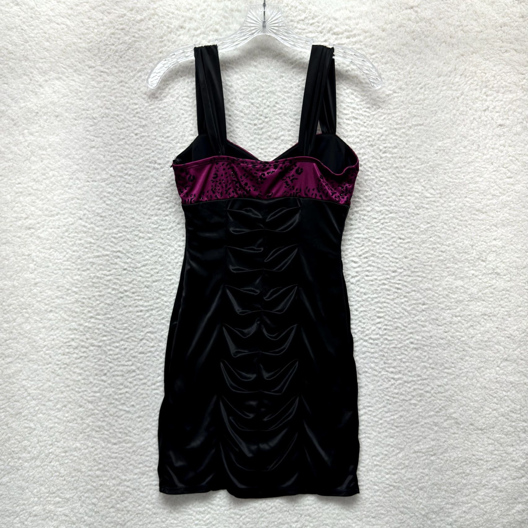Vintage Y2K Vintage Mini Dress Black Pink Satin Cheetah Leopard Glitter McBling Size S / US 4 / IT 40 - 3 Thumbnail