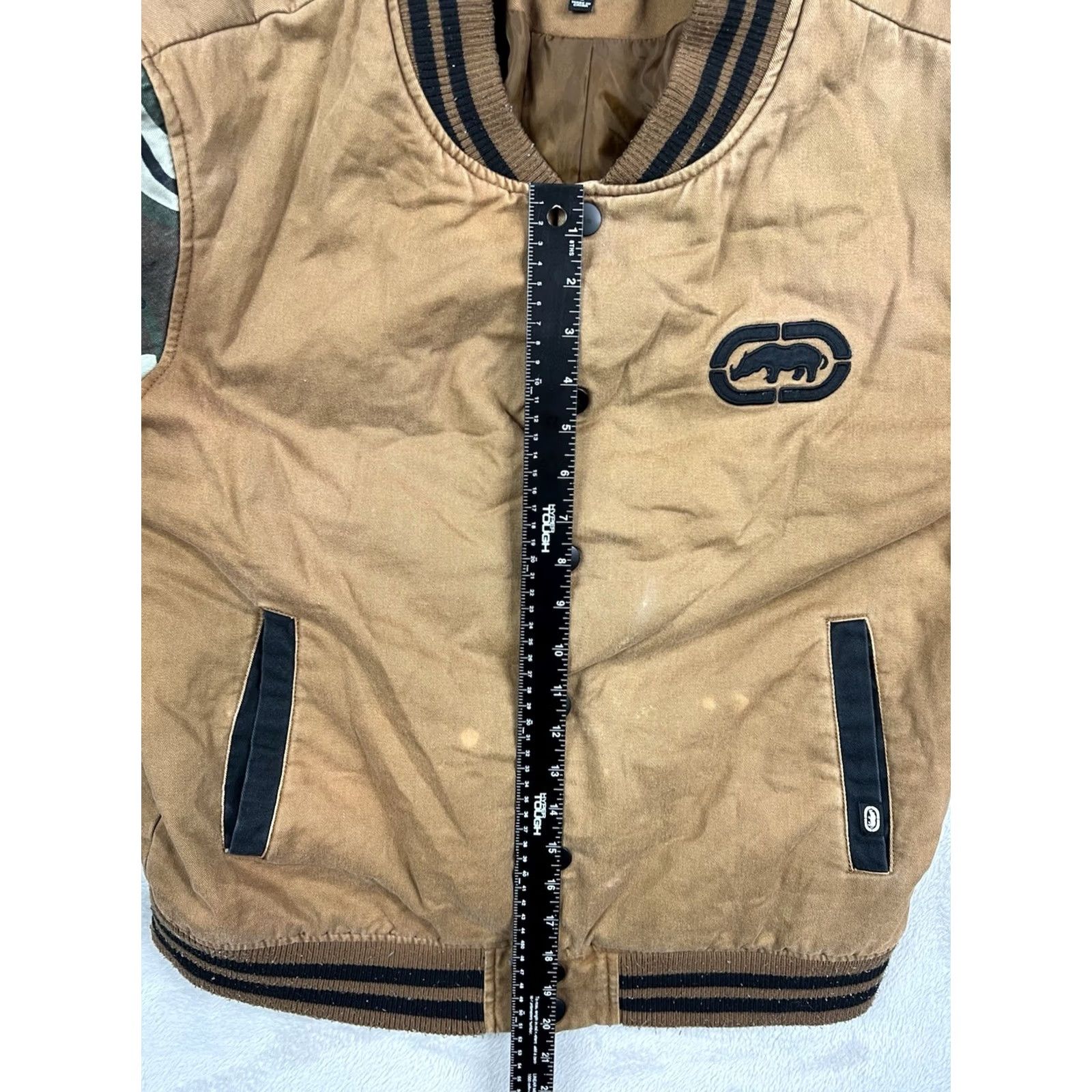Ecko Unltd. Ecko Unltd Bomber Jacket Mens Camo/Beige/Black Embroidered Rhino Logo Size L Size US L / EU 52-54 / 3 - 4 Thumbnail
