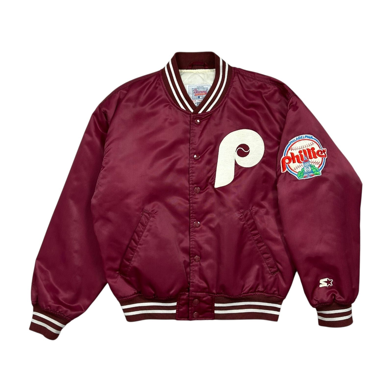 MLB VTG 90s PHILADELPHIA PHILLIES STARTER SATIN JACKET SPELL OUT Size US M / EU 48-50 / 2 - 1 Thumbnail