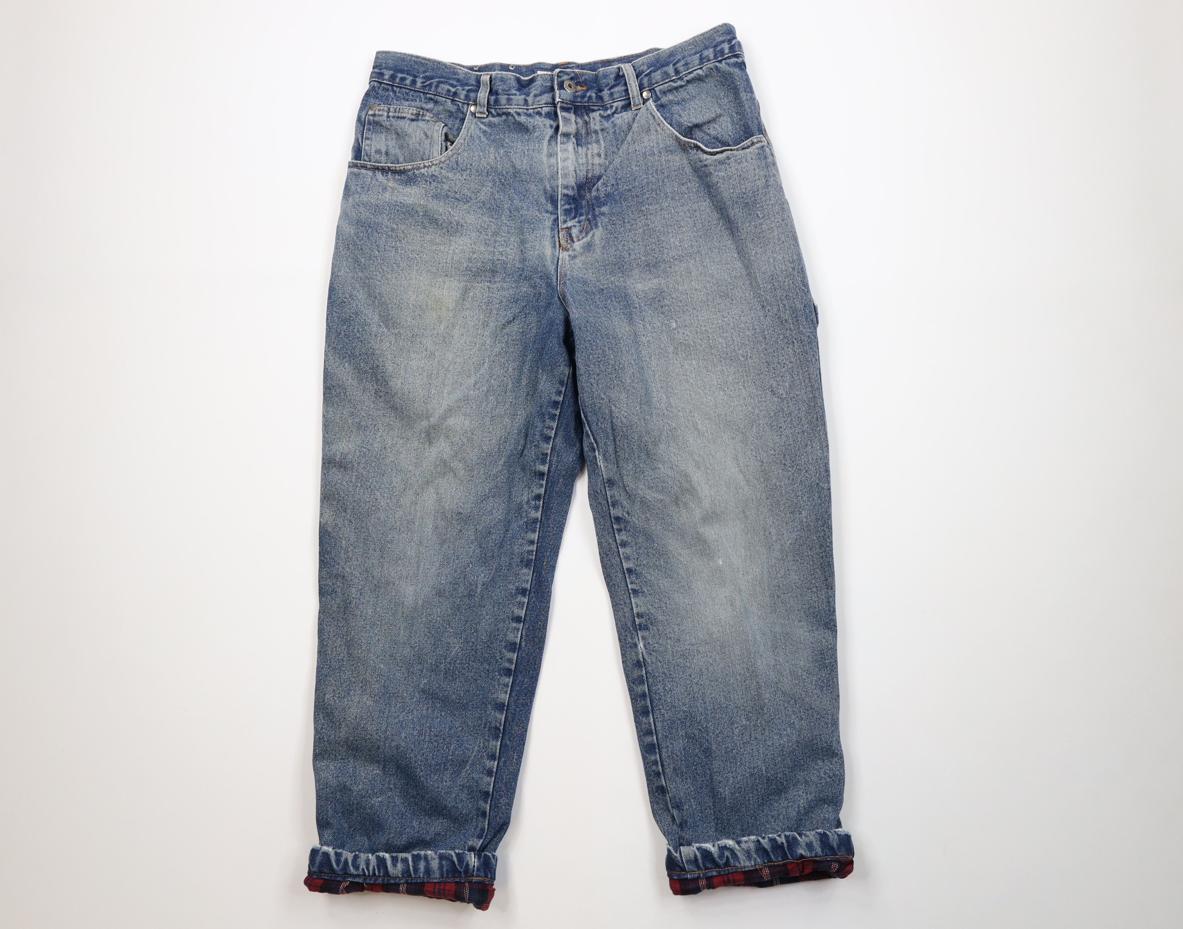 Vintage Vintage 90s Y2K Streetwear Flannel Lined Straight Leg Jeans Size US 38 / EU 54 - 1 Thumbnail
