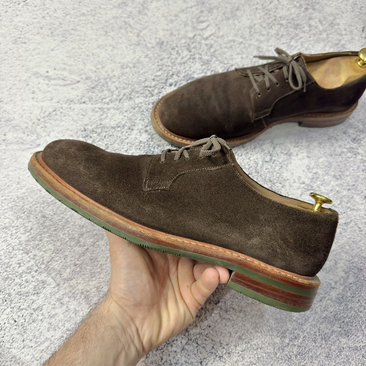 Designer × Handmade Gordon&Bros Mens Brown Suede Derbies US9 UK8 EU42 Size US 9 / EU 42 - 9 Thumbnail