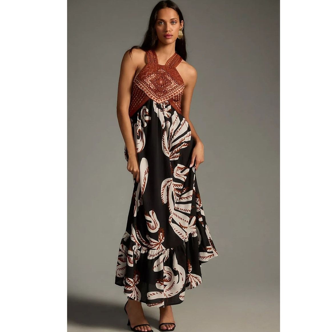 Anthropologie NWT By Anthropologie Deco Printed Halter Dress $248 SIZE 6 Size M / US 6-8 / IT 42-44 - 1 Thumbnail