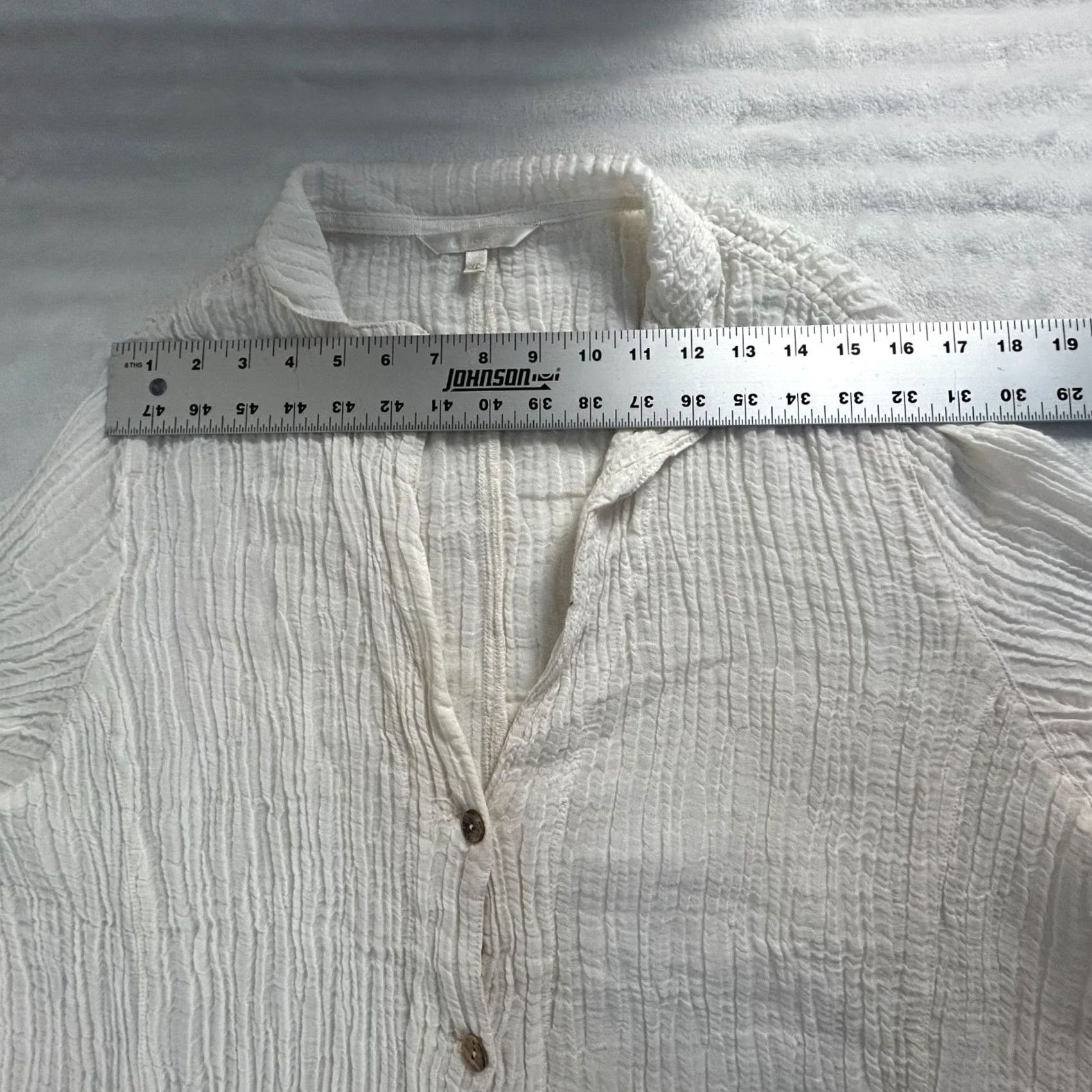 Vintage Kleen Womens Button Down Long Sleeve Shirt XL Lightweight Gauze Ramie Cotton White - Casual Classic Button-Down, Basic, Regular Fit Womens Size XL / US 12-14 / IT 48-50 - 7 Thumbnail