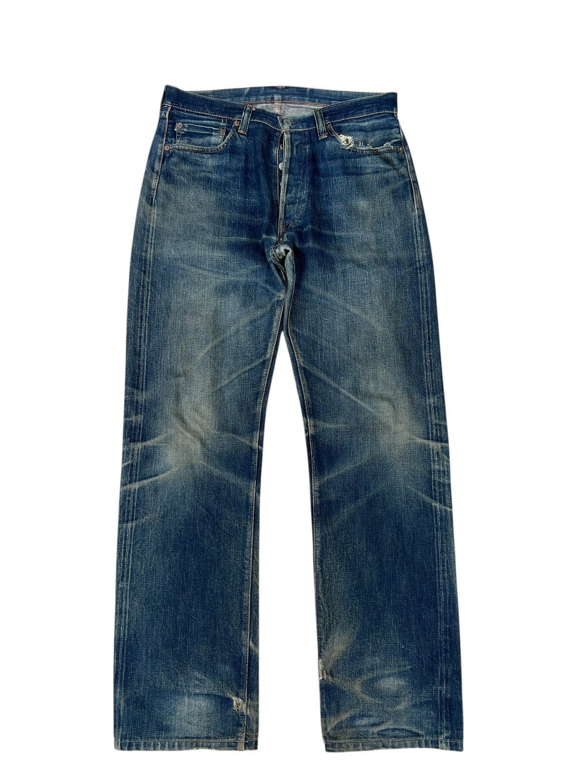 Full Count & Co. Trashed VTG Full Count Aging Dirty Mud Denim Selvedge Jeans Size US 32 / EU 48 - 1 Thumbnail