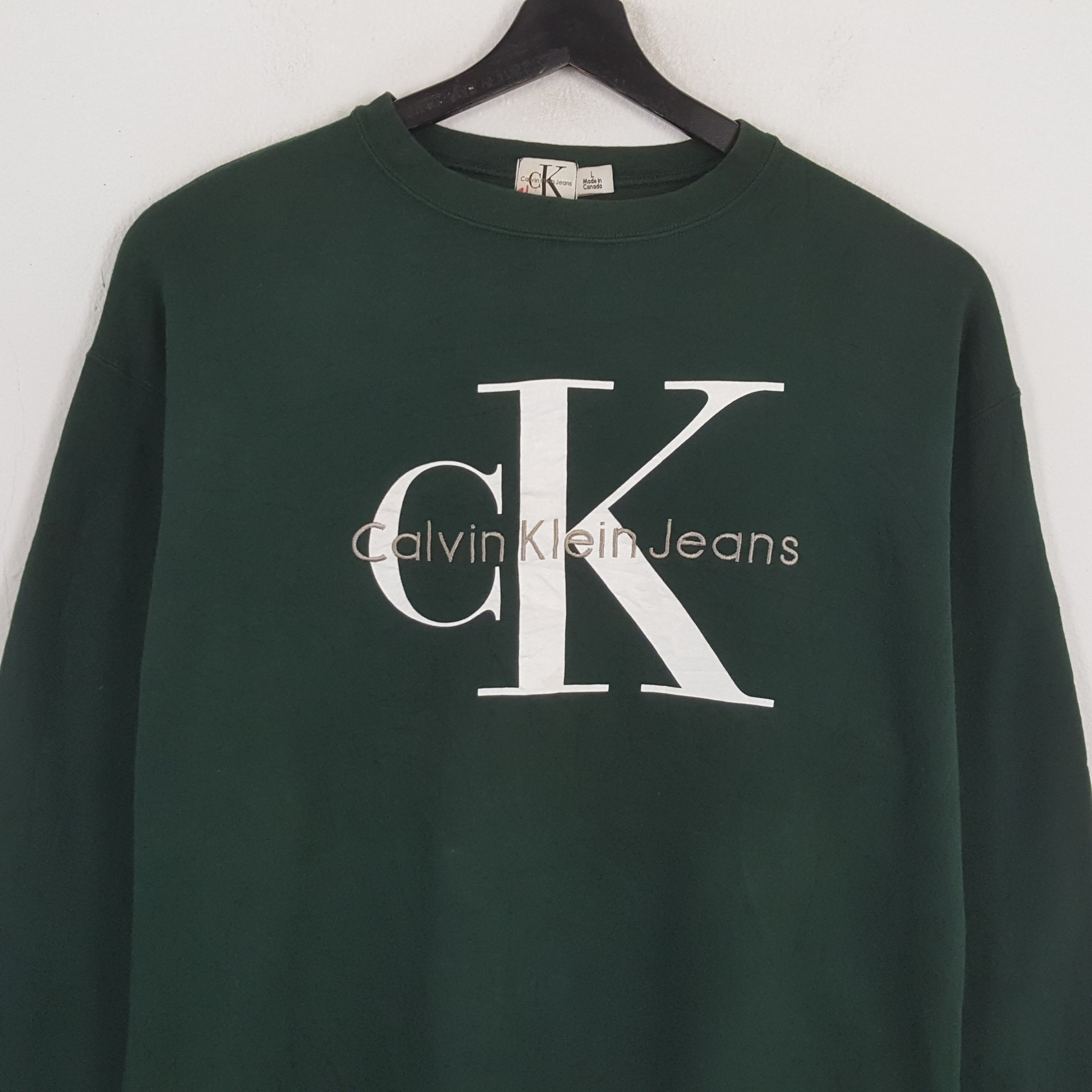 Calvin Klein × Vintage CALVIN KLEIN Logo Spellout Design Swetashirt Size US XL / EU 56 / 4 - 2 Thumbnail
