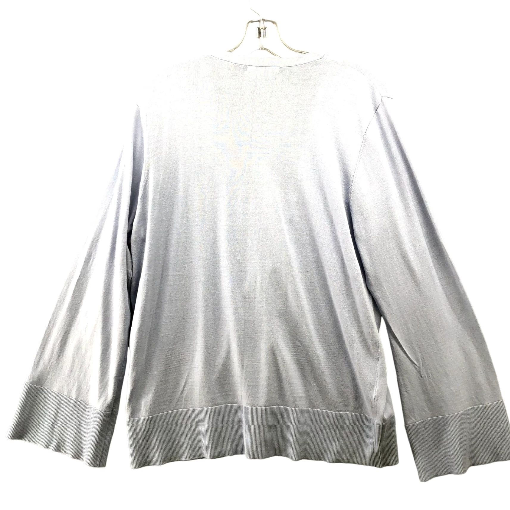 Vintage T Tahari Cardigan Womens XL Blue Button Front Flare Sleeve Stretch V-Neck Dusty Blue Size XL / US 12-14 / IT 48-50 - 2 Thumbnail