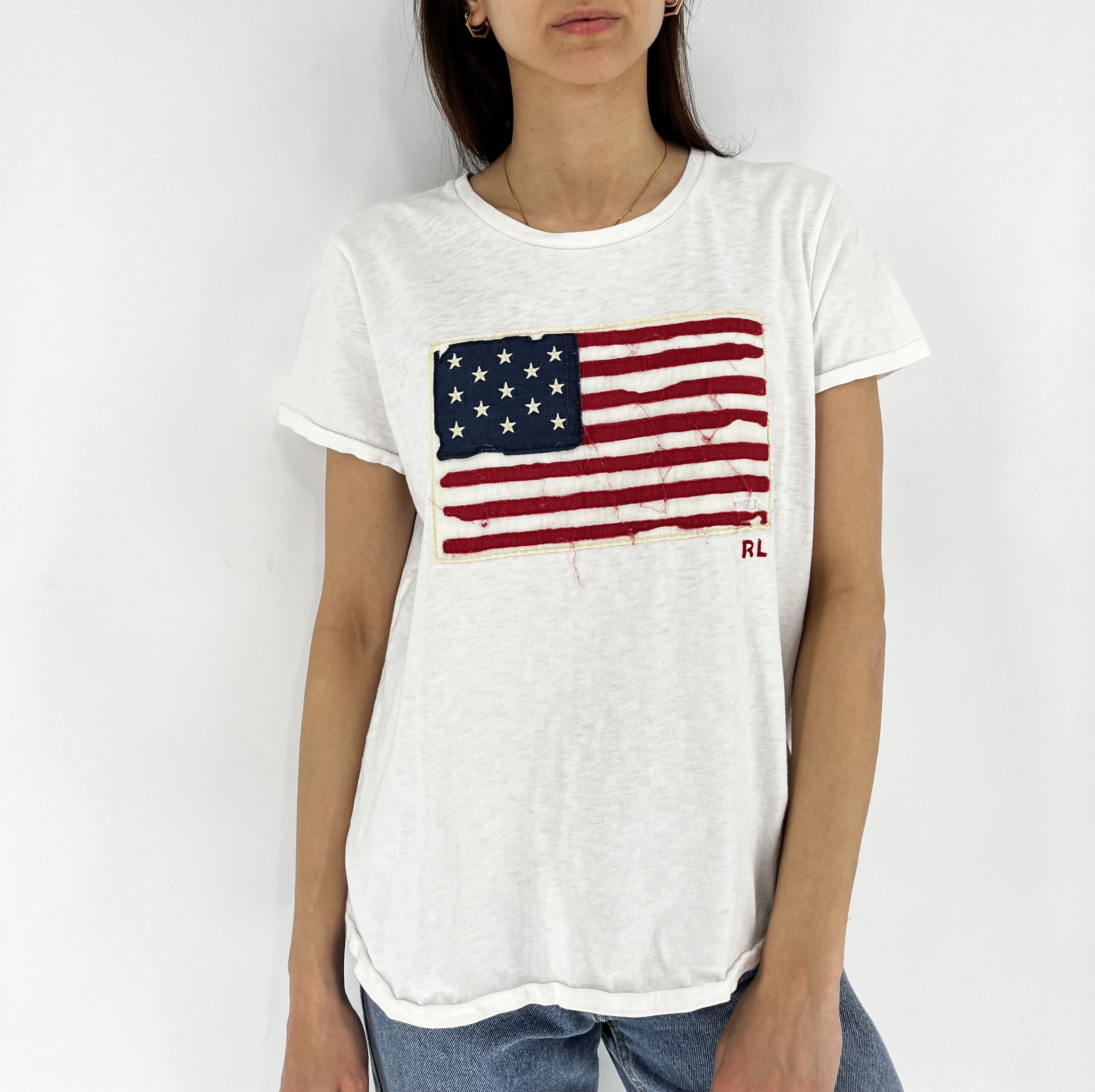 Polo Ralph Lauren Ralph Lauren White cotton crew-neck T-shirt with flag patch Size L / US 10 / IT 46 - 2 Thumbnail