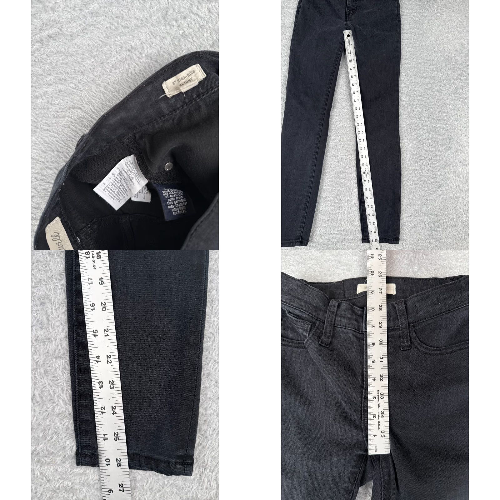 Madewell Madewell Jeans Women 23 Black Denim 9" High Rise Skinny Cotton Modal 22x26 Jeans Womens Black 90s Theme Size 40" / US 18 - 8 Thumbnail
