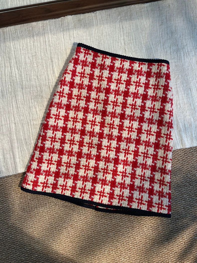 Gucci Gucci Wool thousand-bird plaid skirt Size 25" / US 0 / IT 36 - 1 Thumbnail