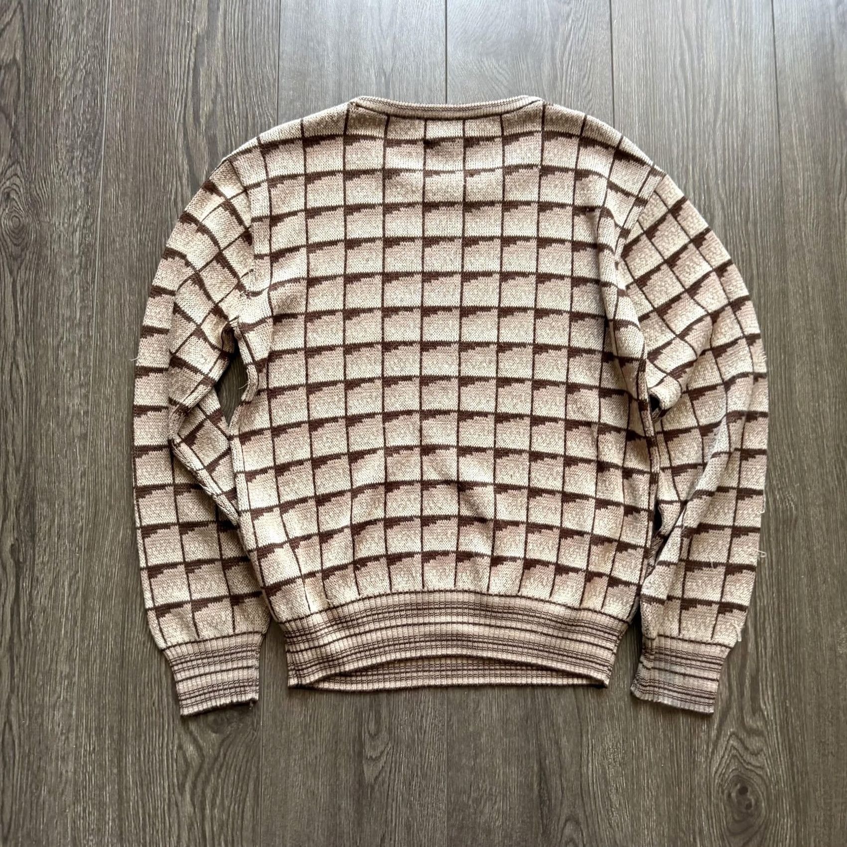 Vintage VINTAGE Hammond Bay Mens XL Beige Brown Check Crewneck Pullover Knit Sweater Skein-Friendly Casual Winter Regular Fit Size US XL / EU 56 / 4 - 5 Thumbnail