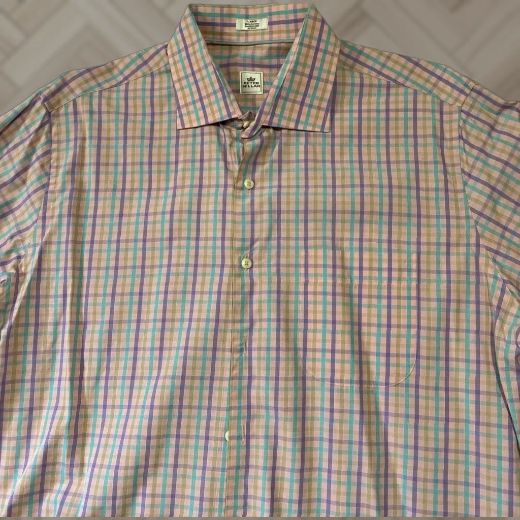 Peter Millar Peter Millar Button-Down Dress Shirt Men L Multicolor Long Sleeve Non-Iron Pockets 26-22 Size US L / EU 52-54 / 3 - 1 Thumbnail