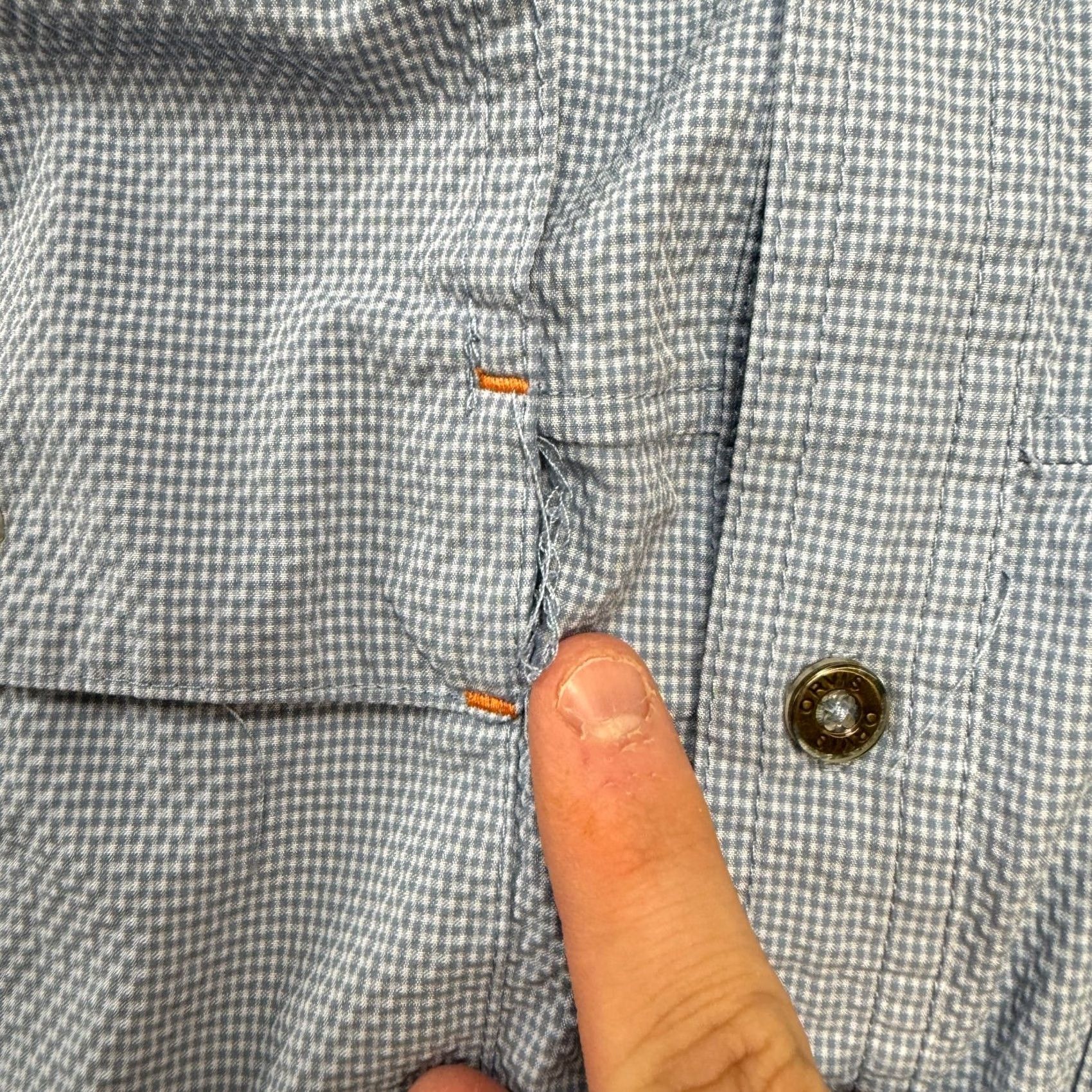 Orvis Orvis Shirt Men L Blue Seersucker Button-Down Nylon Polyester Breathable Pockets Size US L / EU 52-54 / 3 - 5 Thumbnail