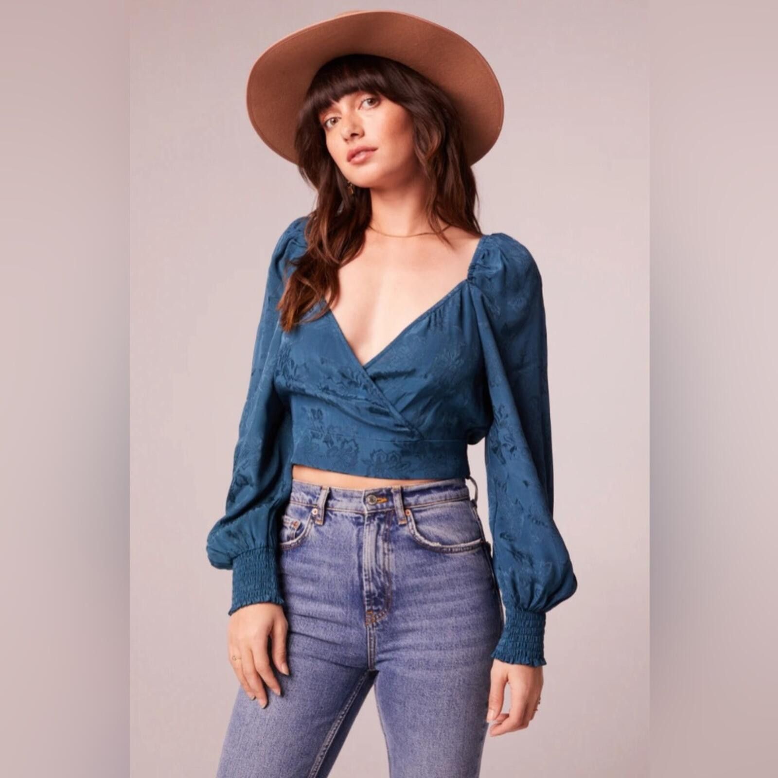 Other Band of the Free Deep Teal Crossover Top NWT Anthropologie Size S / US 4 / IT 40 - 4 Thumbnail