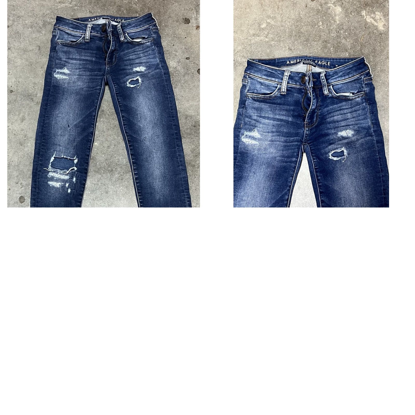 American Eagle Outfitters American Eagle Outfitters Jegging Womens 00 Blue Denim Distressed Button Mid Rise 26.5in Inseam Regular Stretch Comfort Pockets Medium Wash Size 24" / US 00 / IT 34 - 8 Thumbnail