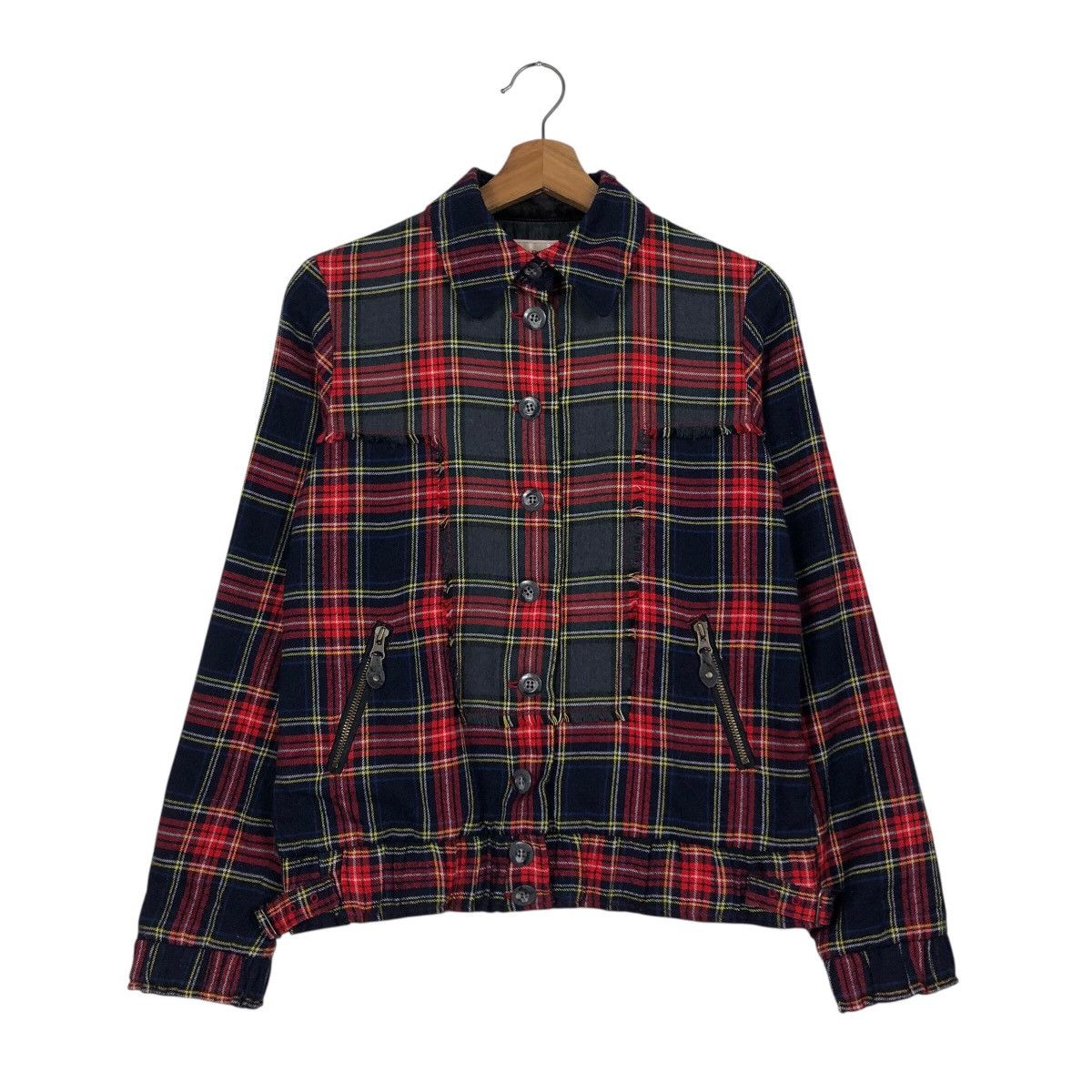 Japanese Brand 📌Cropped Biker Zipper Jacket Tartan Betty's Blue Label Size US M / EU 48-50 / 2 - 2 Thumbnail