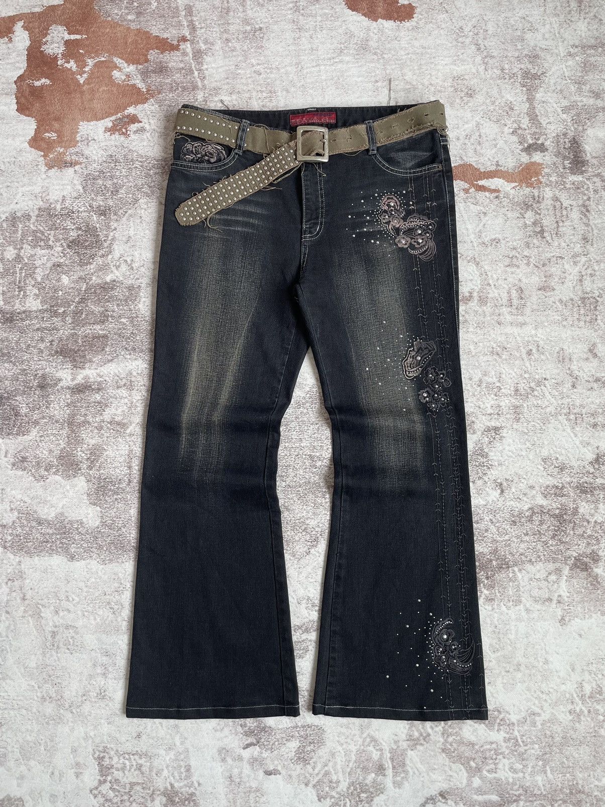 image of If Six Was Nine x Le Grande Bleu L G B Vintage Y2K Tribal Flare Denim Pants in Black Denim (Size 33