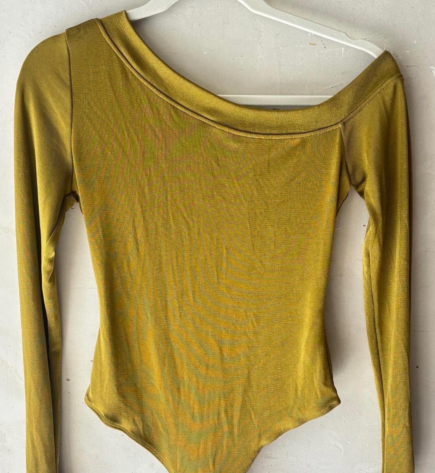 Free People Free People Mustard Yellow Off-Shoulder Long Sleeve Bodysuit Size S / US 4 / IT 40 - 3 Thumbnail