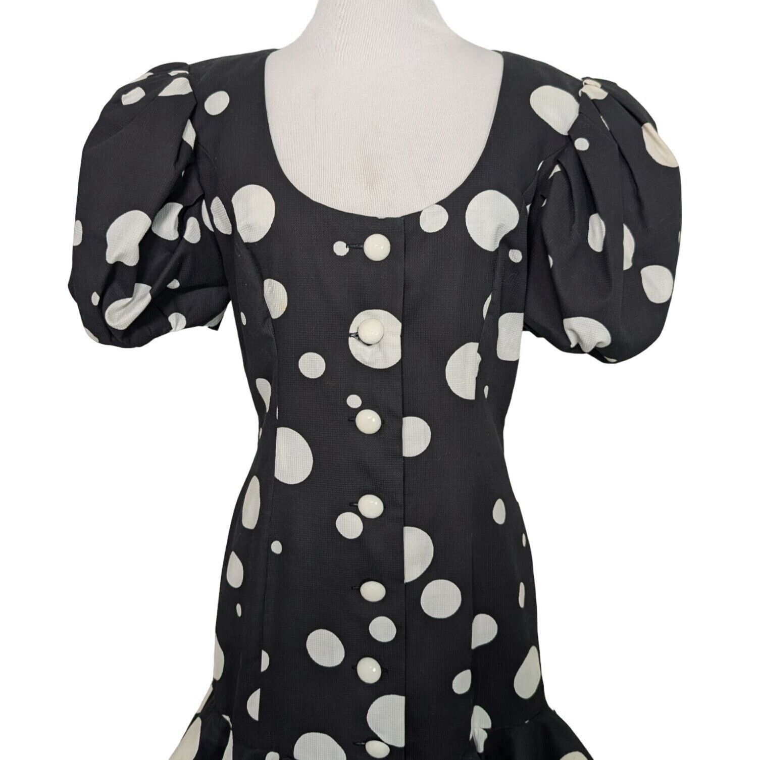 Other Vintage 80s Victor Costa Polka Dot Dress Womens Size 8 Black Size M / US 6-8 / IT 42-44 - 2 Thumbnail