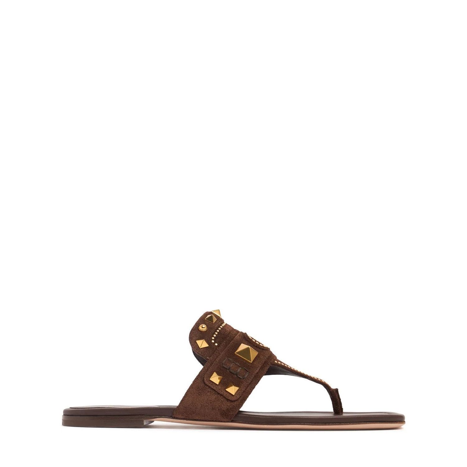 VALENTINO GARAVANI $950 Dark Brown Thong Sandals New & Authe