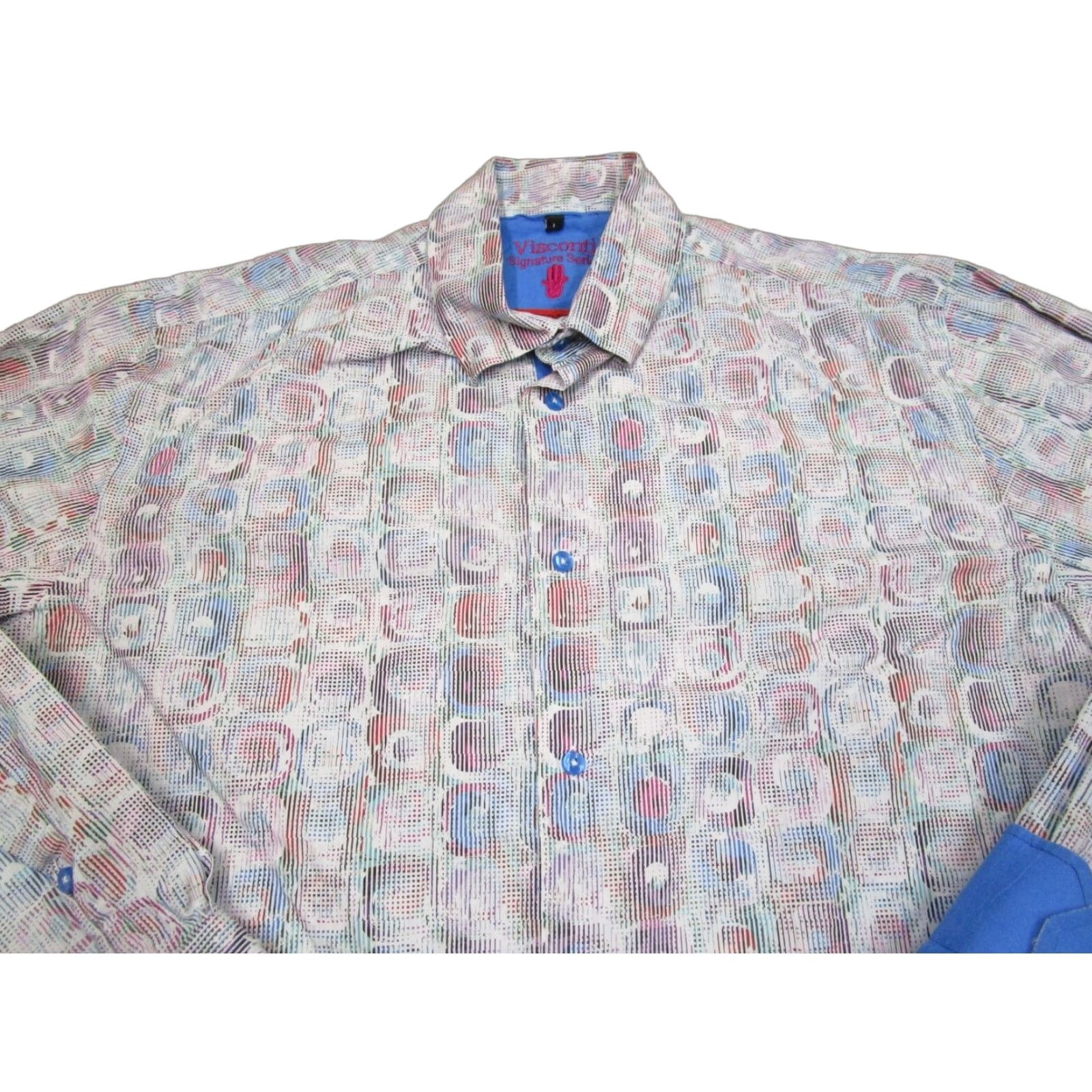 Luchiano Visconti Visconti Shirt Men L White Multicolor Geometric Long Sleeve Button-Down Limited Edition Size US L / EU 52-54 / 3 - 1 Thumbnail