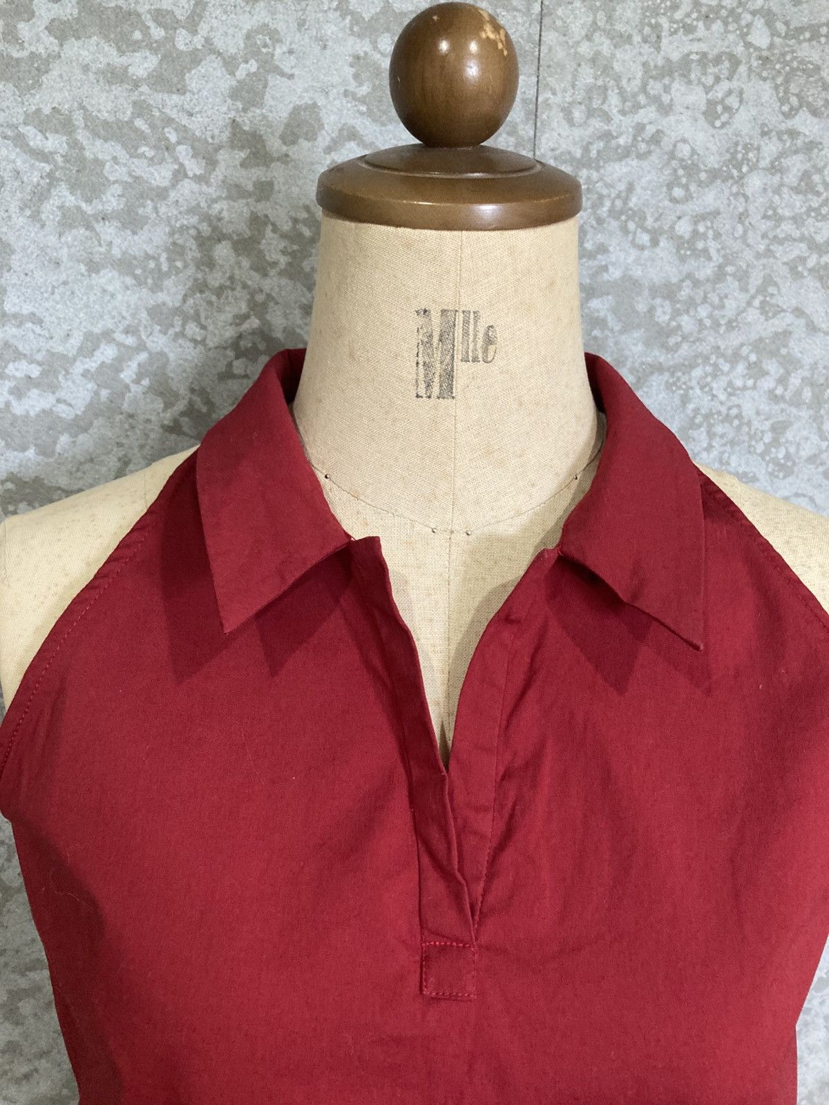 Japanese Brand 2000s Runway Deep Red Sleeveless Collar Top Y2K Size S / US 4 / IT 40 - 4 Thumbnail