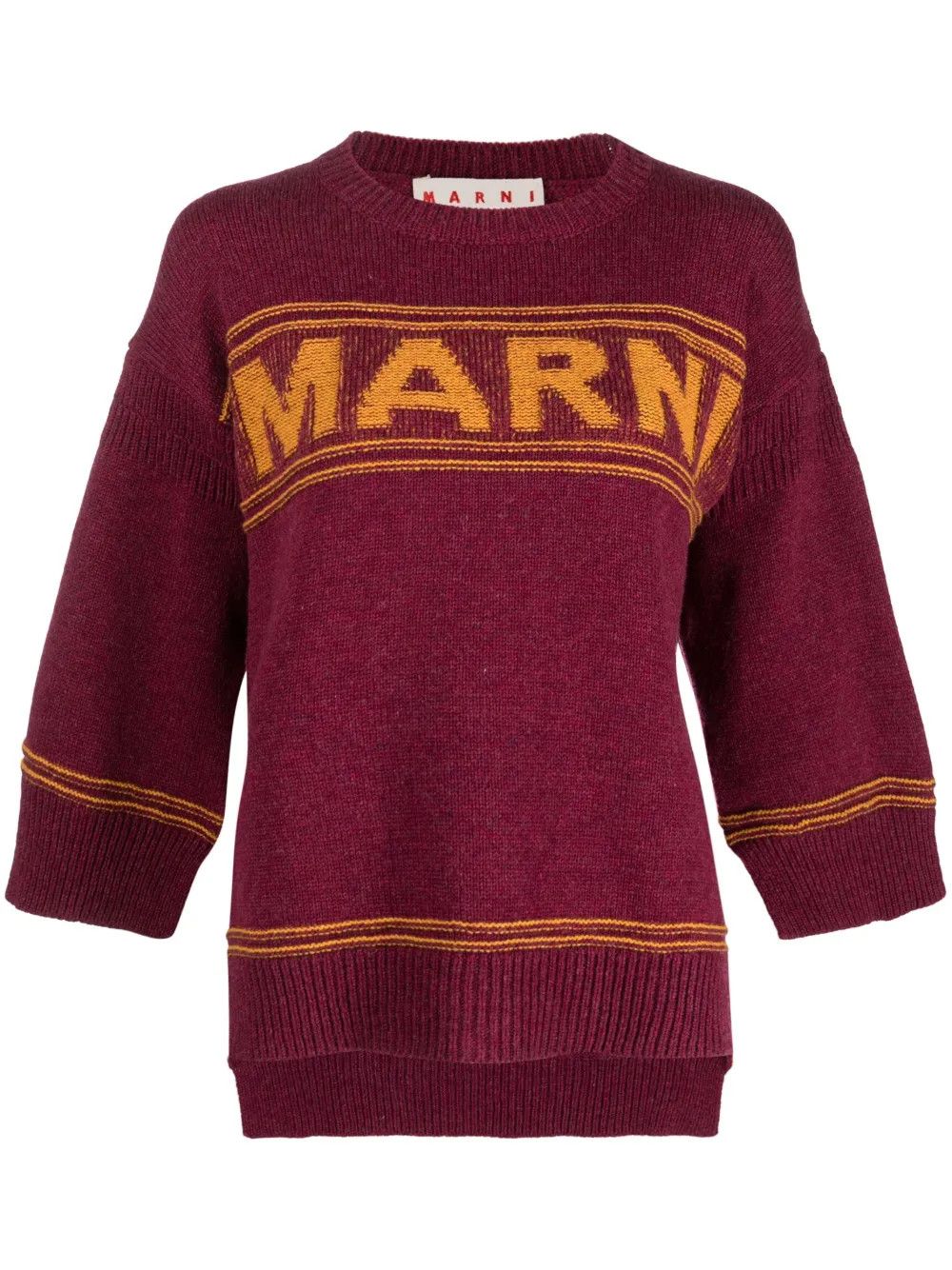 o1y1125 Crewneck Sweater in Garnet/Yellow
