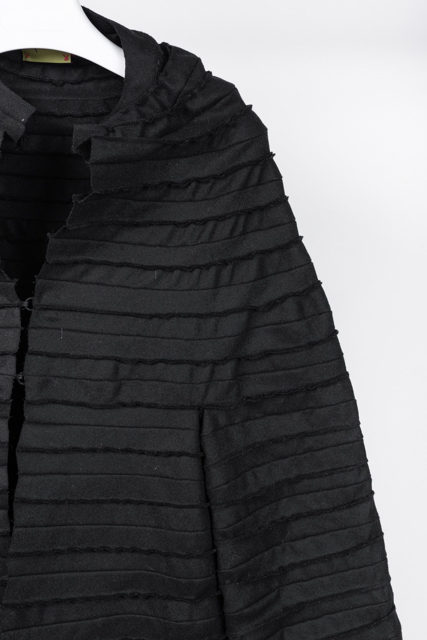Other Sybilla Black Felt Pieced-Striped Coat Size L / US 10 / IT 46 - 5 Thumbnail