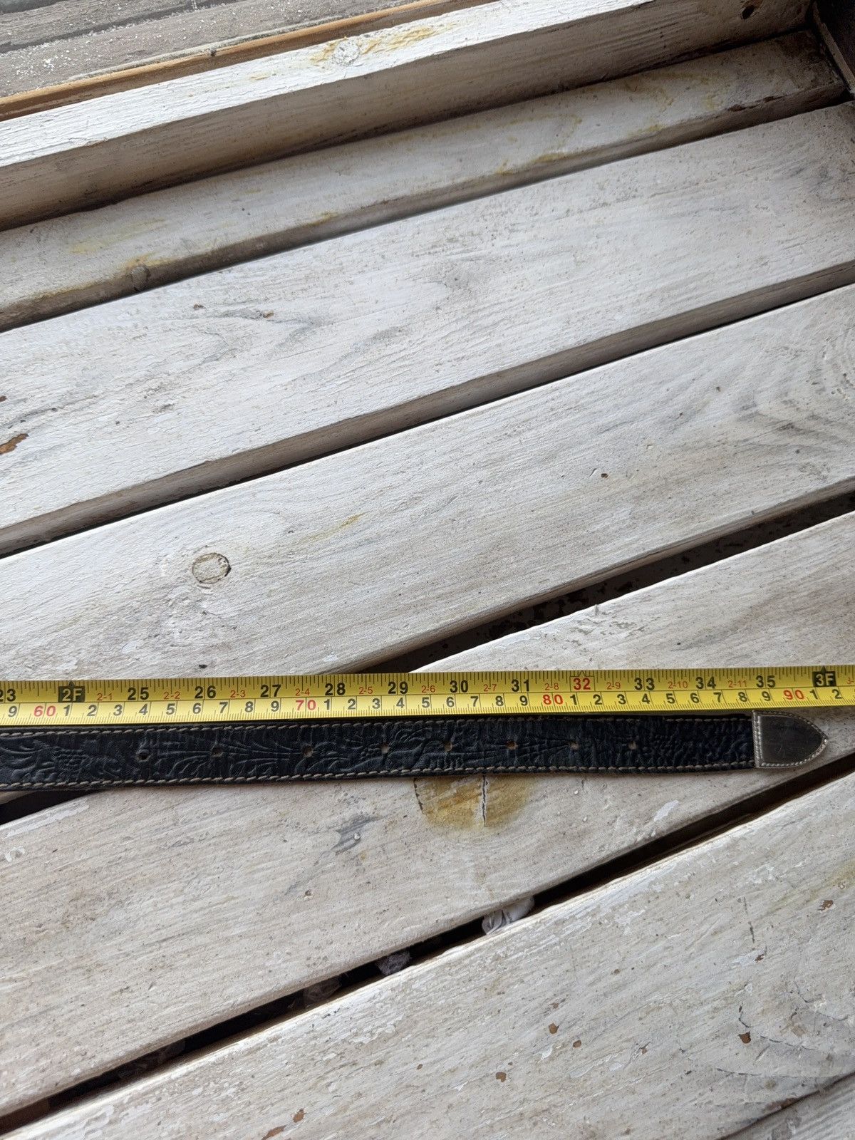Designer × Japanese Brand × Vintage Vintage Western Black Leather Belt Design Silver Buckle Size ONE SIZE - 10 Thumbnail