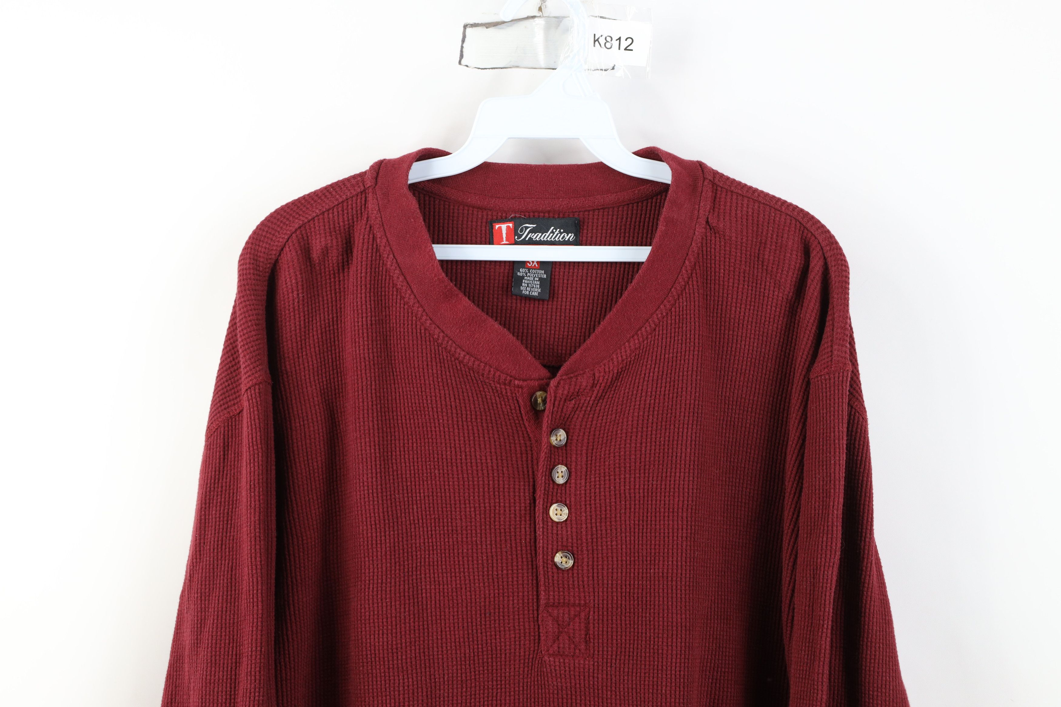 Vintage Vintage 90s Streetwear Knit Long Sleeve Henley T-Shirt Size US XXL / EU 58 / 5 - 2 Thumbnail
