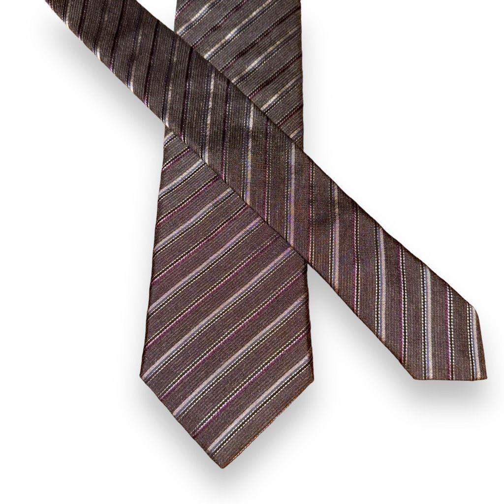 John Varvatos John Varvatos USA Gray & Purple Rep Striped Made in USA Tie Size ONE SIZE - 1 Thumbnail