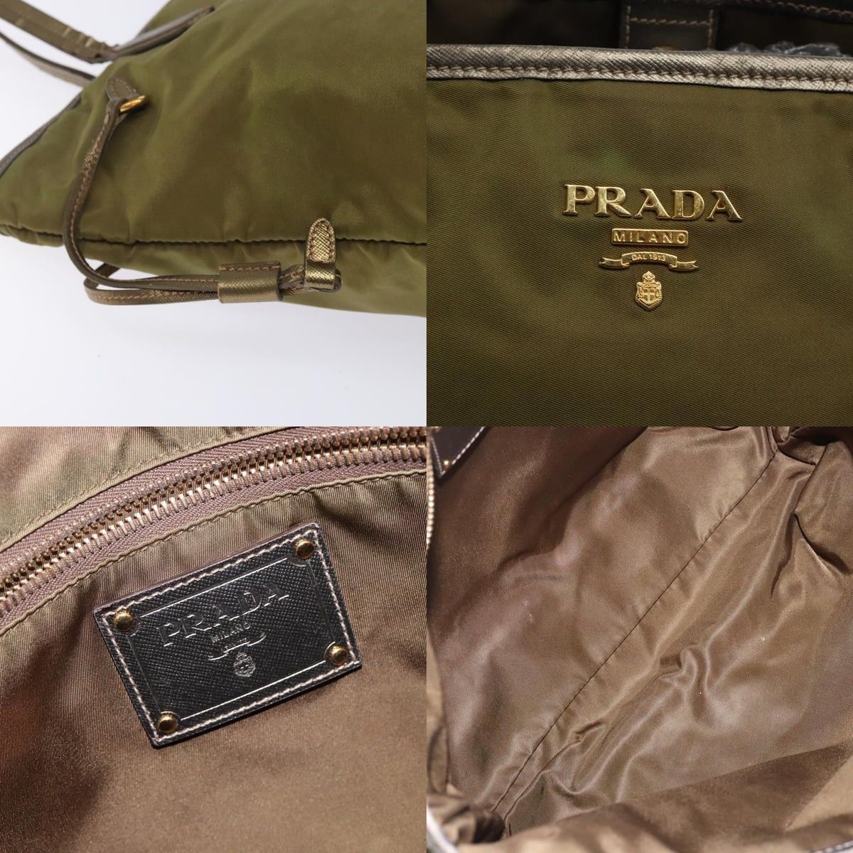Prada PRADA Tote Bag Nylon Khaki Gold Size ONE SIZE - 11 Thumbnail