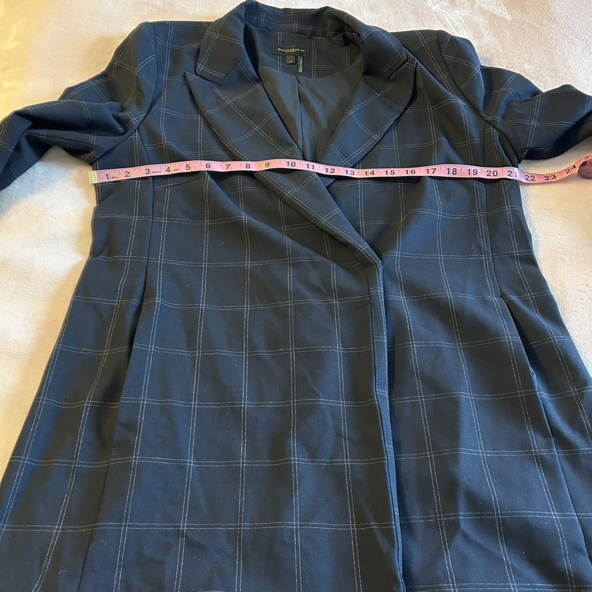 Donna Karan Donna Karan navy plaid long blazer/jacket size 14 Size XL / US 12-14 / IT 48-50 - 10 Thumbnail