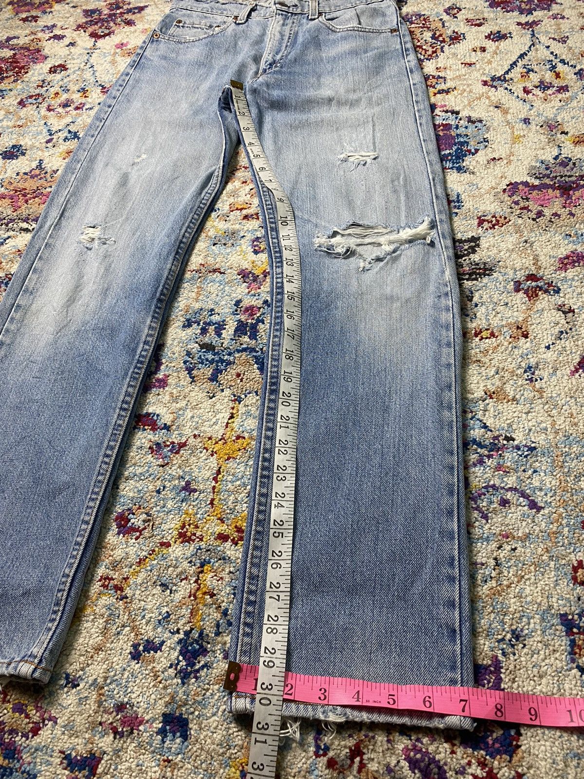 Levi's × Vintage 1980s Levis 505 Slim Straight Zipper Style Washed Blue Jeans Size US 30 / EU 46 - 15 Thumbnail