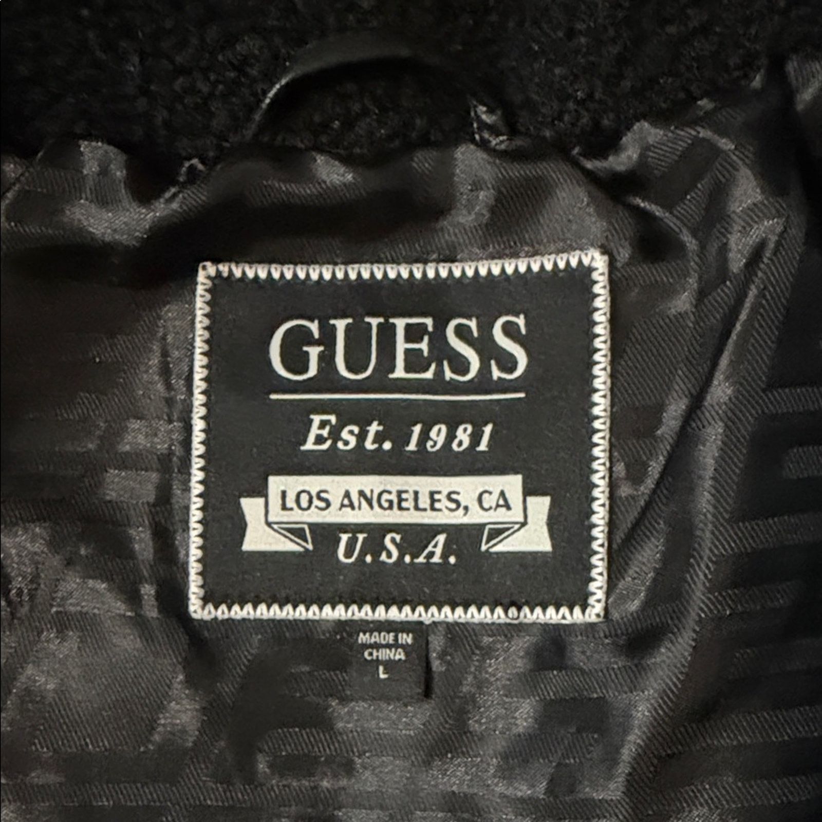 Guess GUESS Men's Faux-Leather Fleece-Trimmed Jacket Size US L / EU 52-54 / 3 - 9 Thumbnail