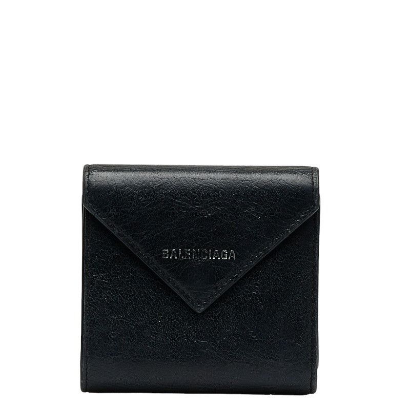 Balenciaga Balenciaga Leather Paper Wallet Black Leather Short Wallet 637450 in Very Good Condition