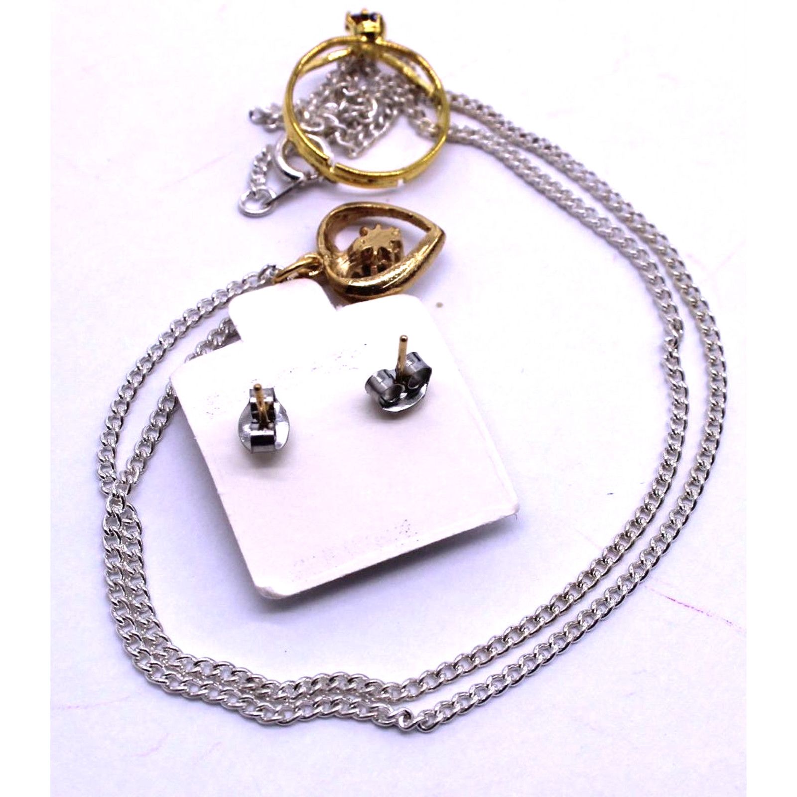 Other March Birthstone Earrings Necklace Ring Set Gold Tone Size ONE SIZE - 2 Thumbnail
