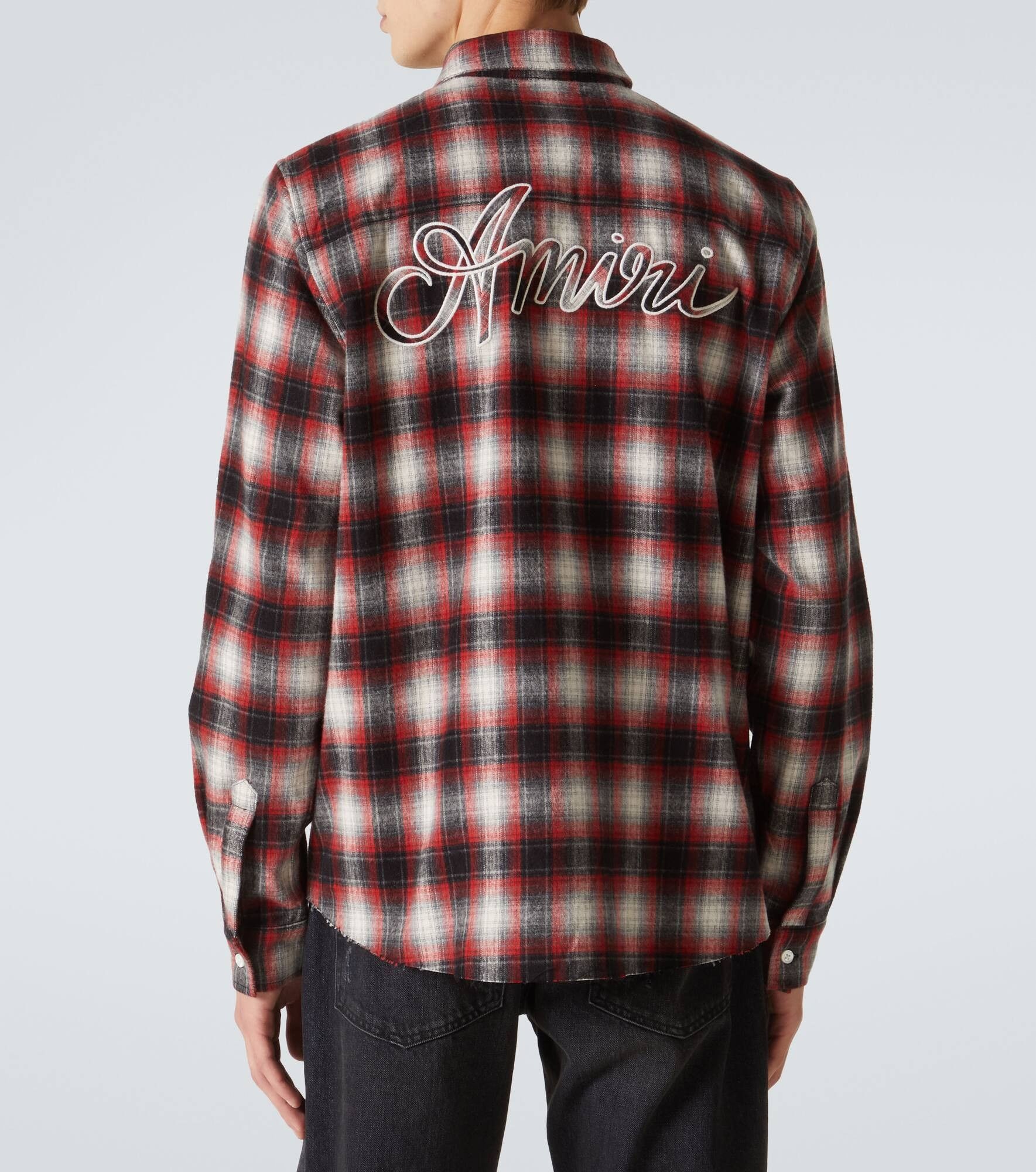 Amiri o1orln1025 Swirl Checked Cotton Flannel Shirt in Multicolor Size US XL / EU 56 / 4 - 4 Thumbnail