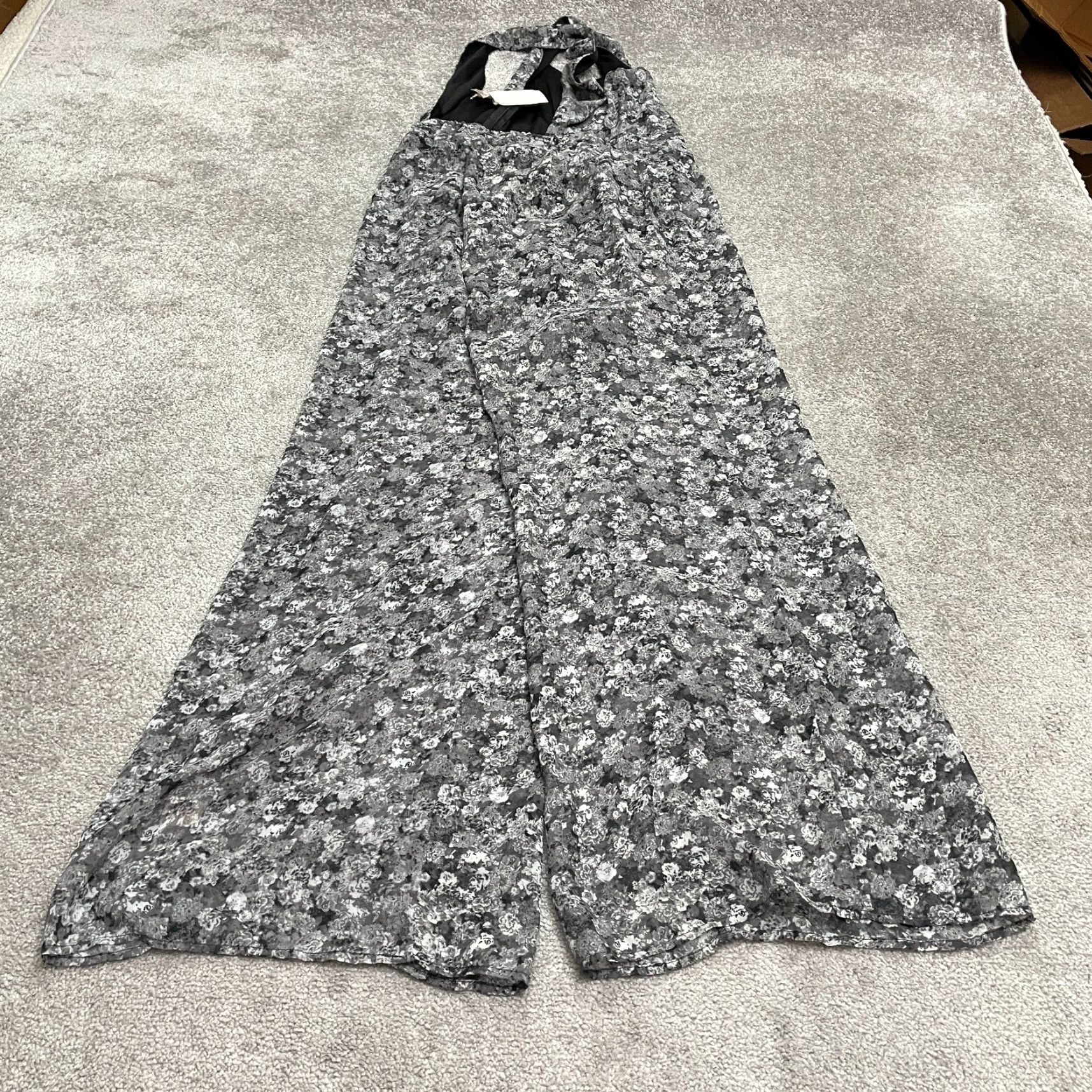 Vintage Belle Dee Jour Jumpsuit XL Black Gray Floral Sleeveless NWT New Womens Size 40" / US 18 - 2 Thumbnail