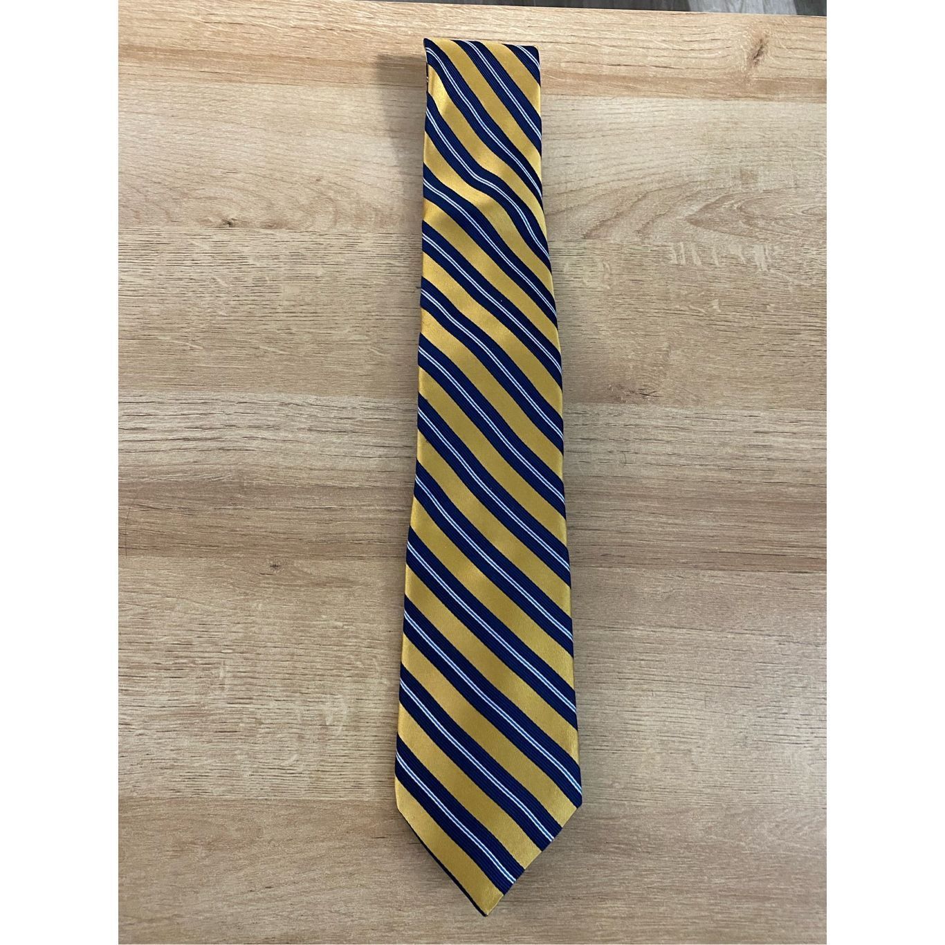 Hart Schaffner Marx HSM Hart Schaffner Marx Tie Gold Blue Stripe Tie - Made in t Size ONE SIZE - 1 Thumbnail