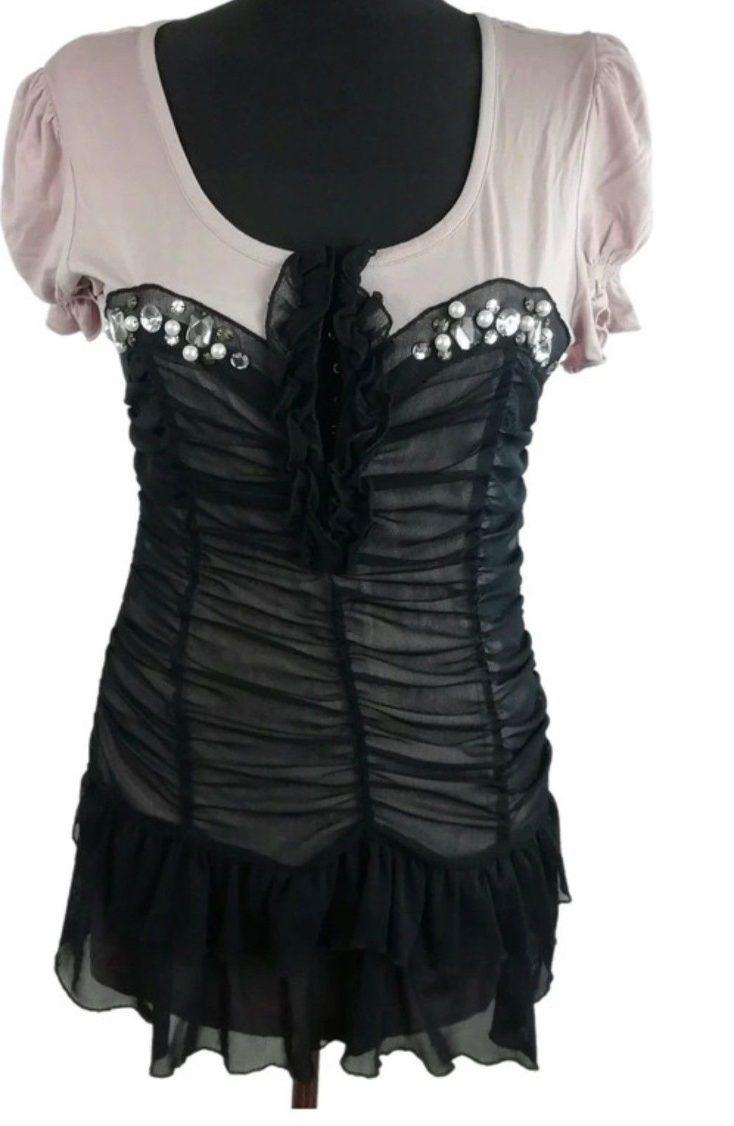 Vintage Vintage y2k style Corset blouse black pink goth Coquette Size S / US 4 / IT 40 - 1 Preview