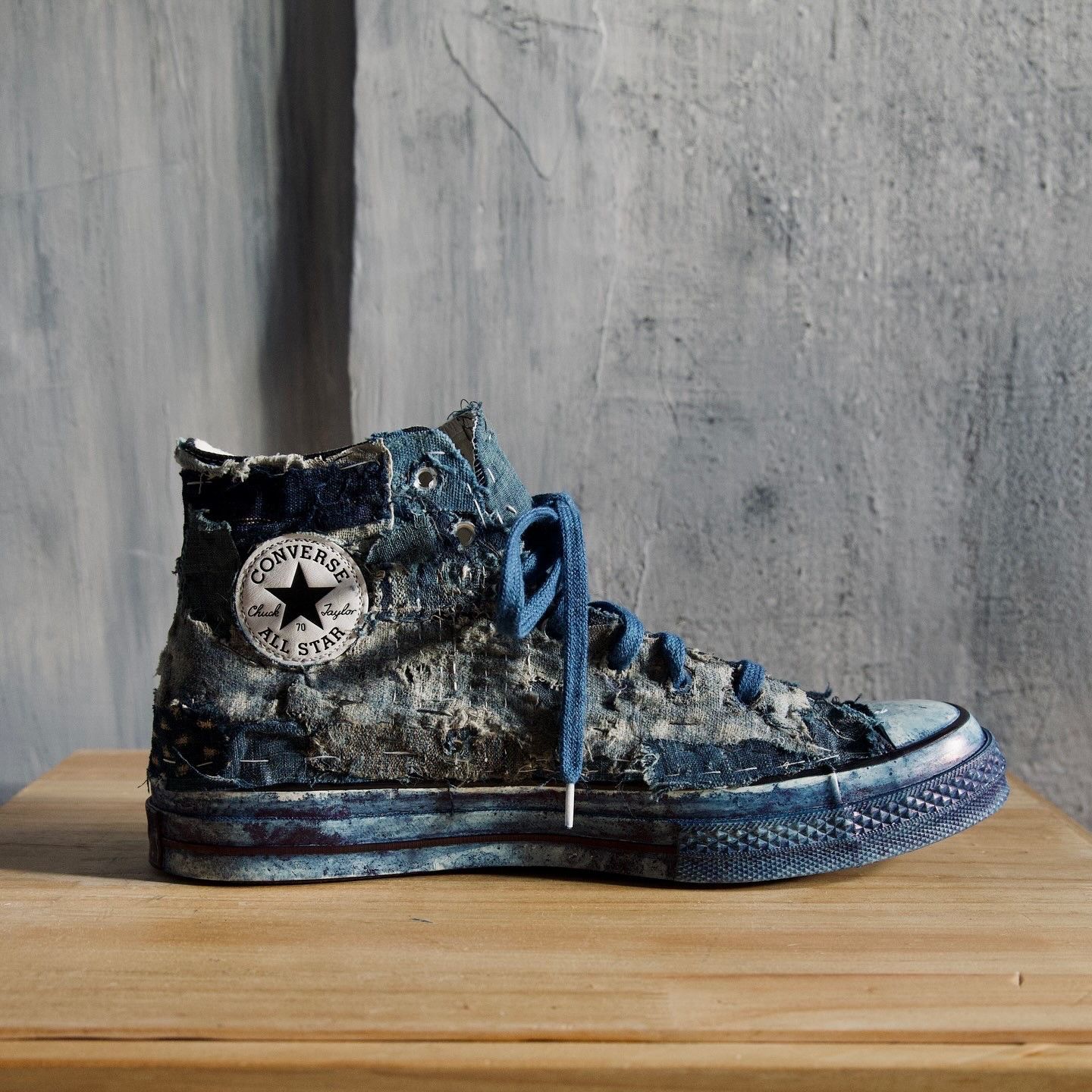 Hana Indigo Custom order - BORO X CONVERSE hand- stitched sneaker Size US 9 / EU 42 - 6 Thumbnail