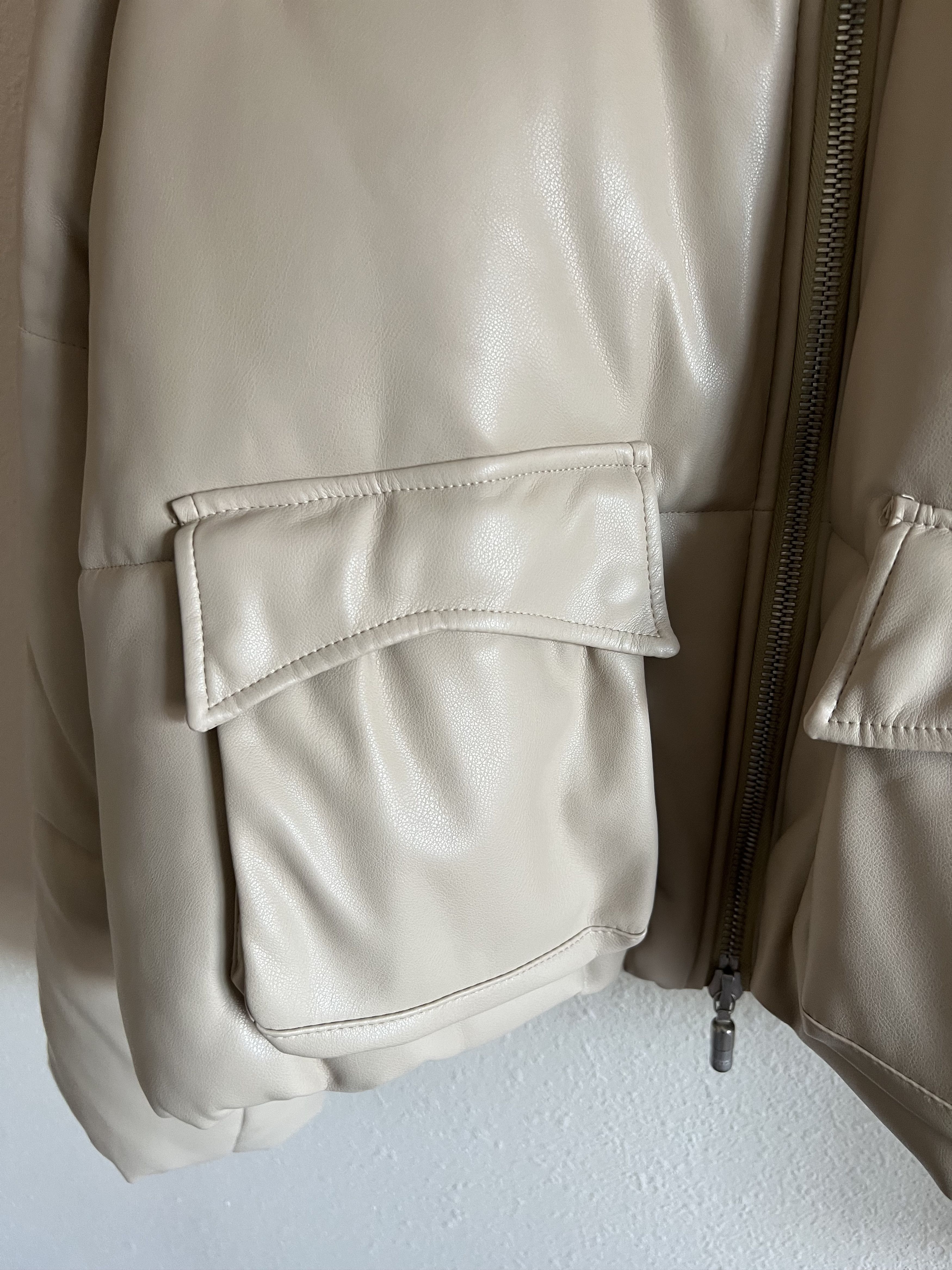 Rhude Rhude Classique Faux Leather Puffer Jacket in Beige Size US L / EU 52-54 / 3 - 4 Thumbnail