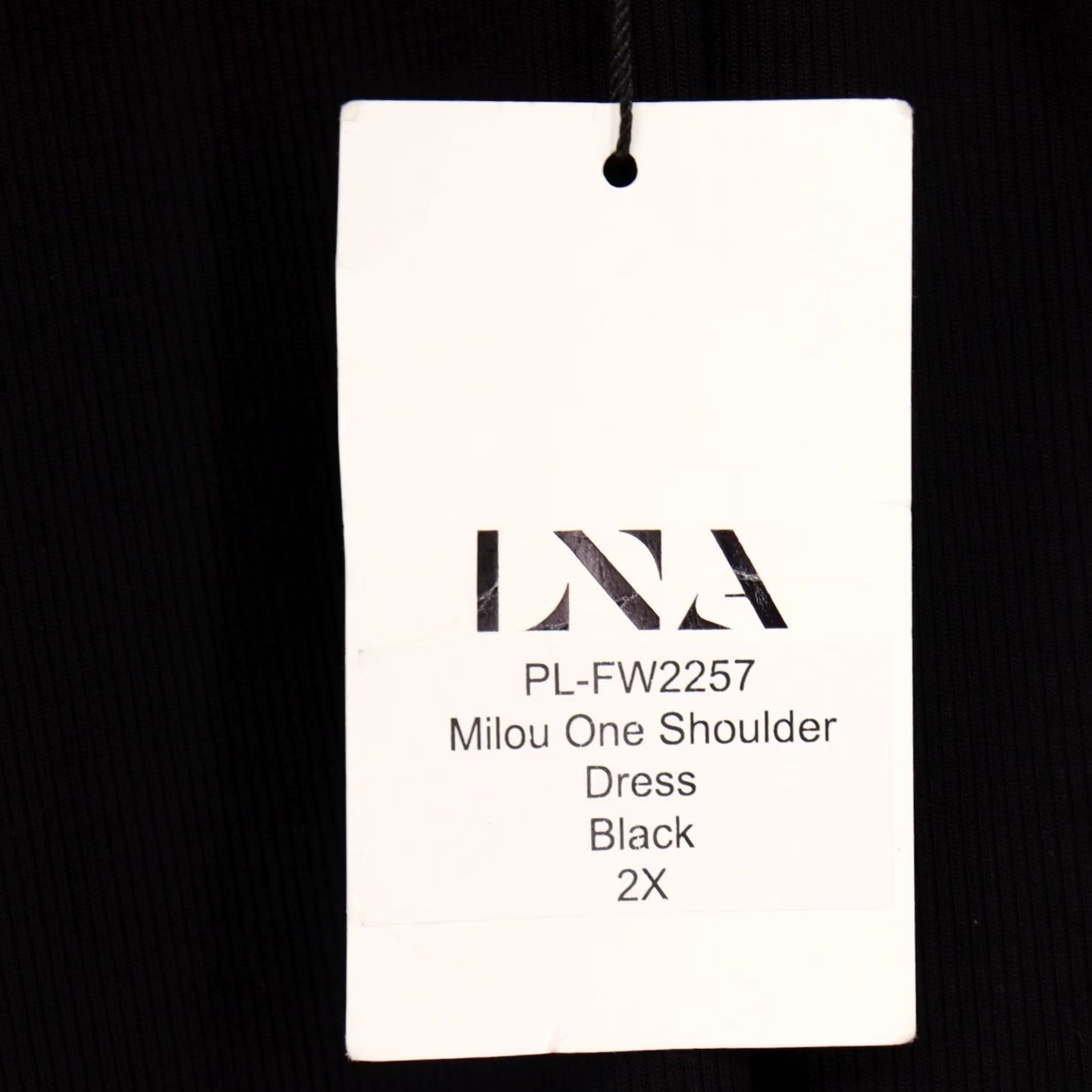 Vintage LNA Dress Black One Shoulder Long Sleeve Ruched Bodycon Womens 2X Size XXL / US 16-18 / IT 52-54 - 3 Thumbnail