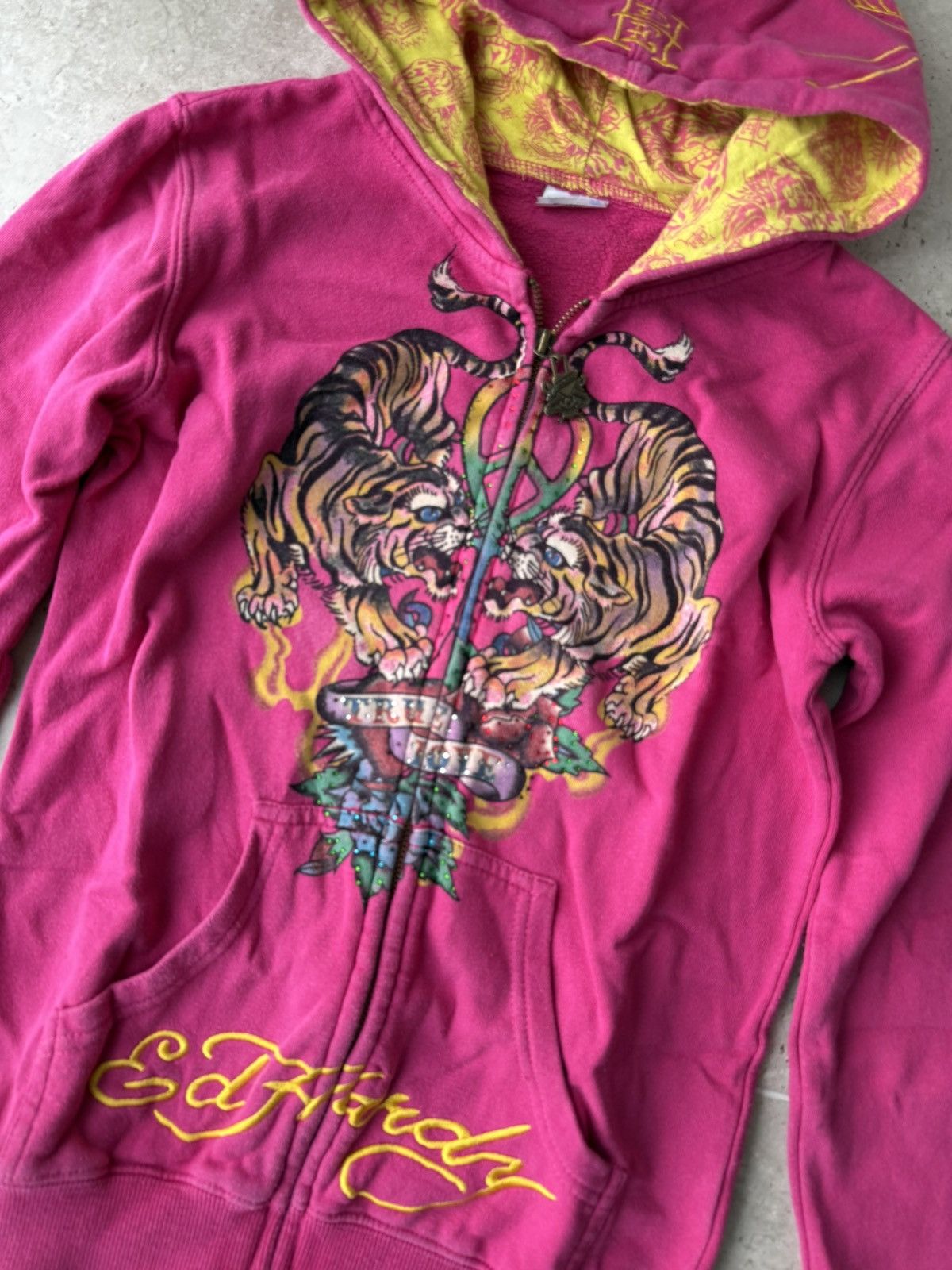 Christian Audigier Vintage Ed Hardy Tiger Hoodie Zip Up Y2K Tatto Size M / US 6-8 / IT 42-44 - 3 Thumbnail