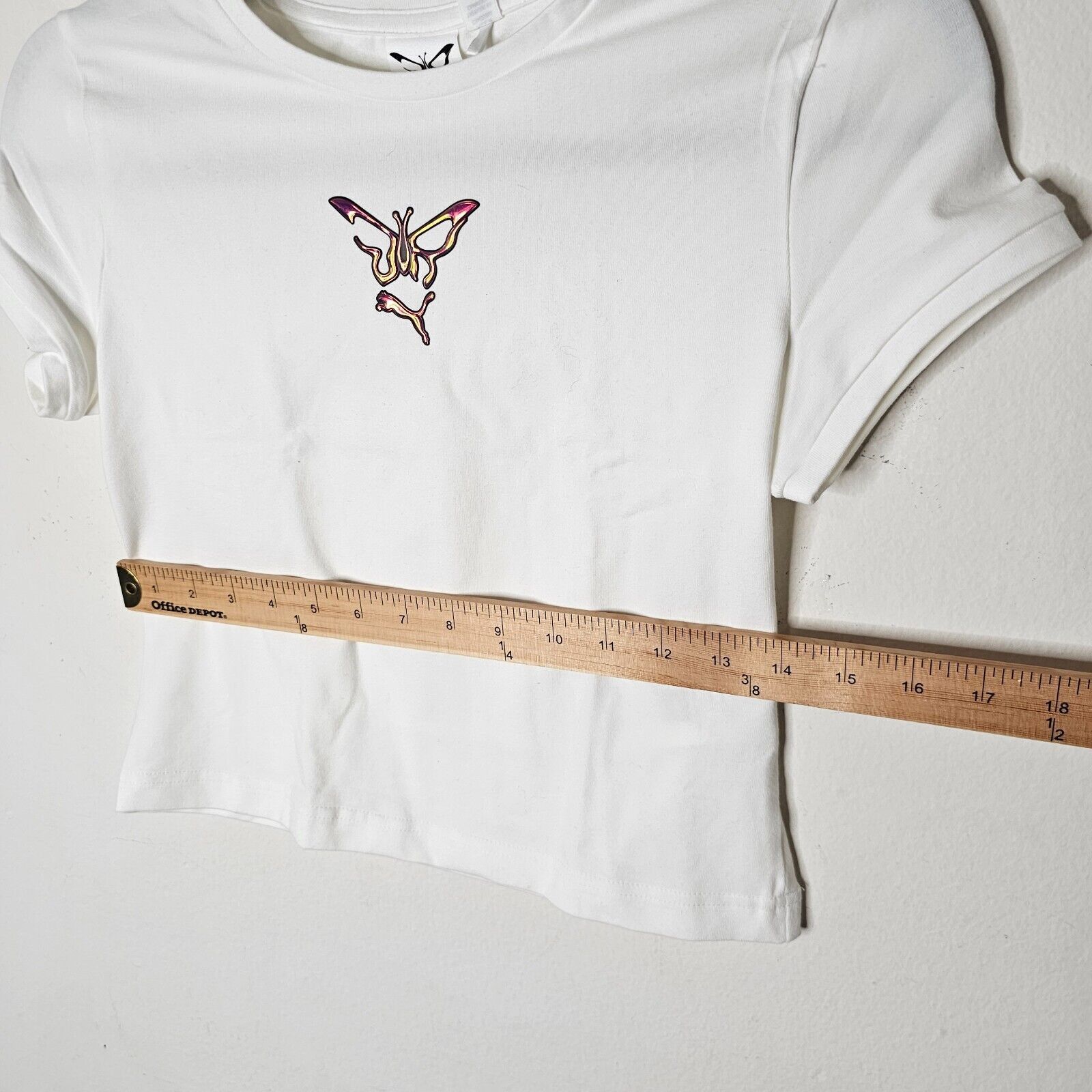 Puma Puma X Dua Lipa White Butterfly Hologram Graphic Crop Tee SM Size S / US 4 / IT 40 - 7 Thumbnail