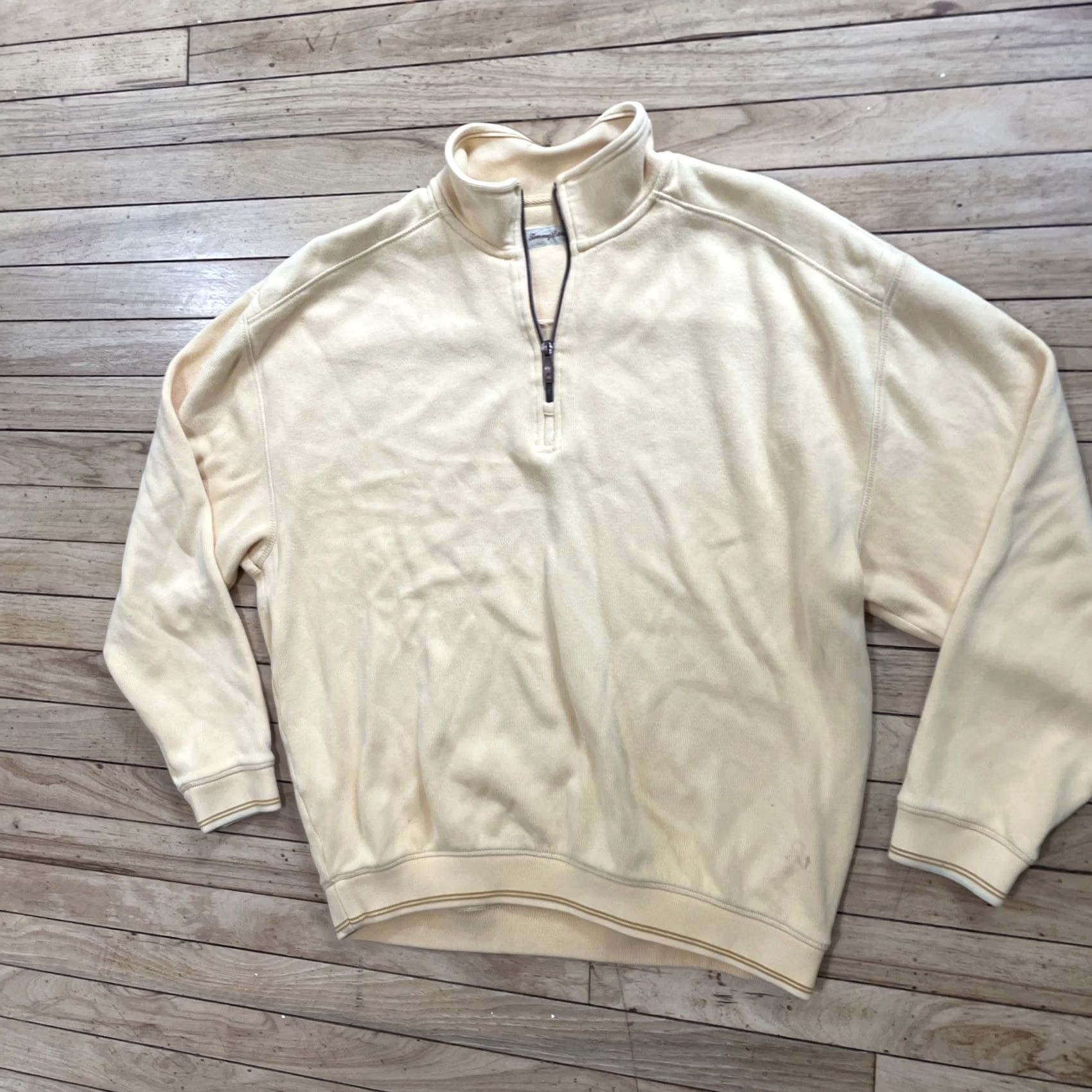 Tommy Bahama TOMMY BAHAMA Sweater Mens L 1/4 Zip Yellow Pullover Knit Mock Neck Long Sleeve Casual Classic Size US L / EU 52-54 / 3 - 5 Thumbnail
