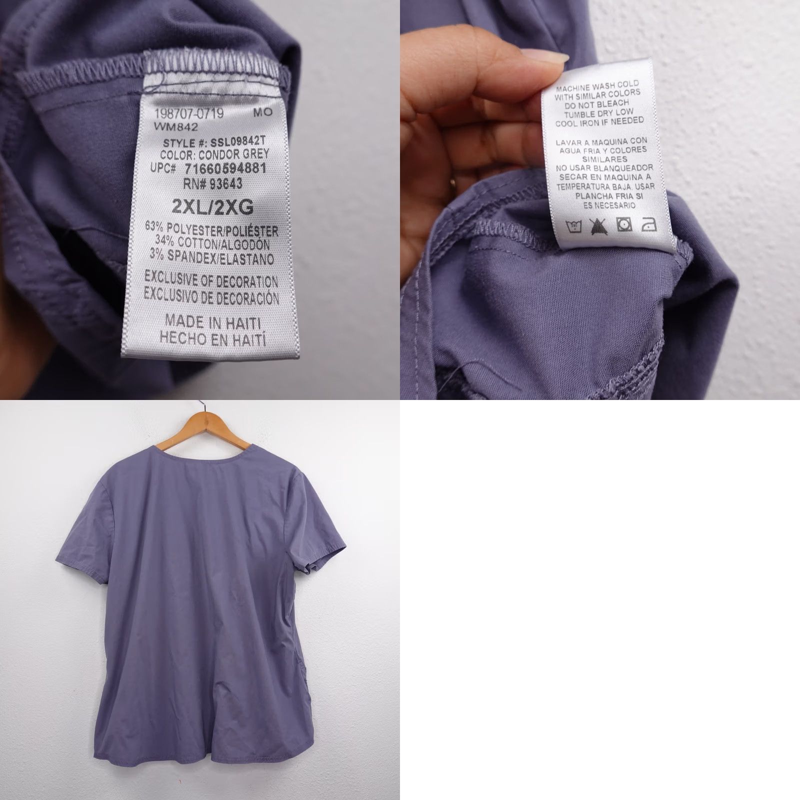 Vintage VINTAGE Scrubstar Women's Scrub Top 2XL Condor Grey Double Pockets V-Neck Mens? Woman? -- Sorry, I cannot include extra text. Size XXL / US 16-18 / IT 52-54 - 8 Thumbnail